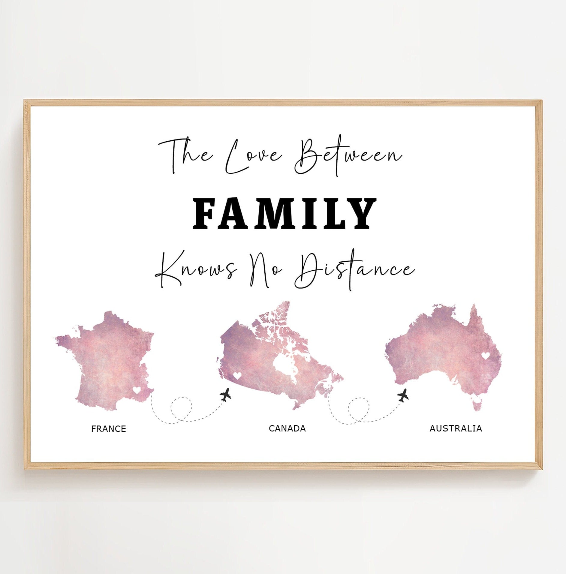 Personalised Family Gift, Long Distance Gift, Custom Family Map Print, Moving Away Gift, Going Away Gift For Friend, Love Between Family