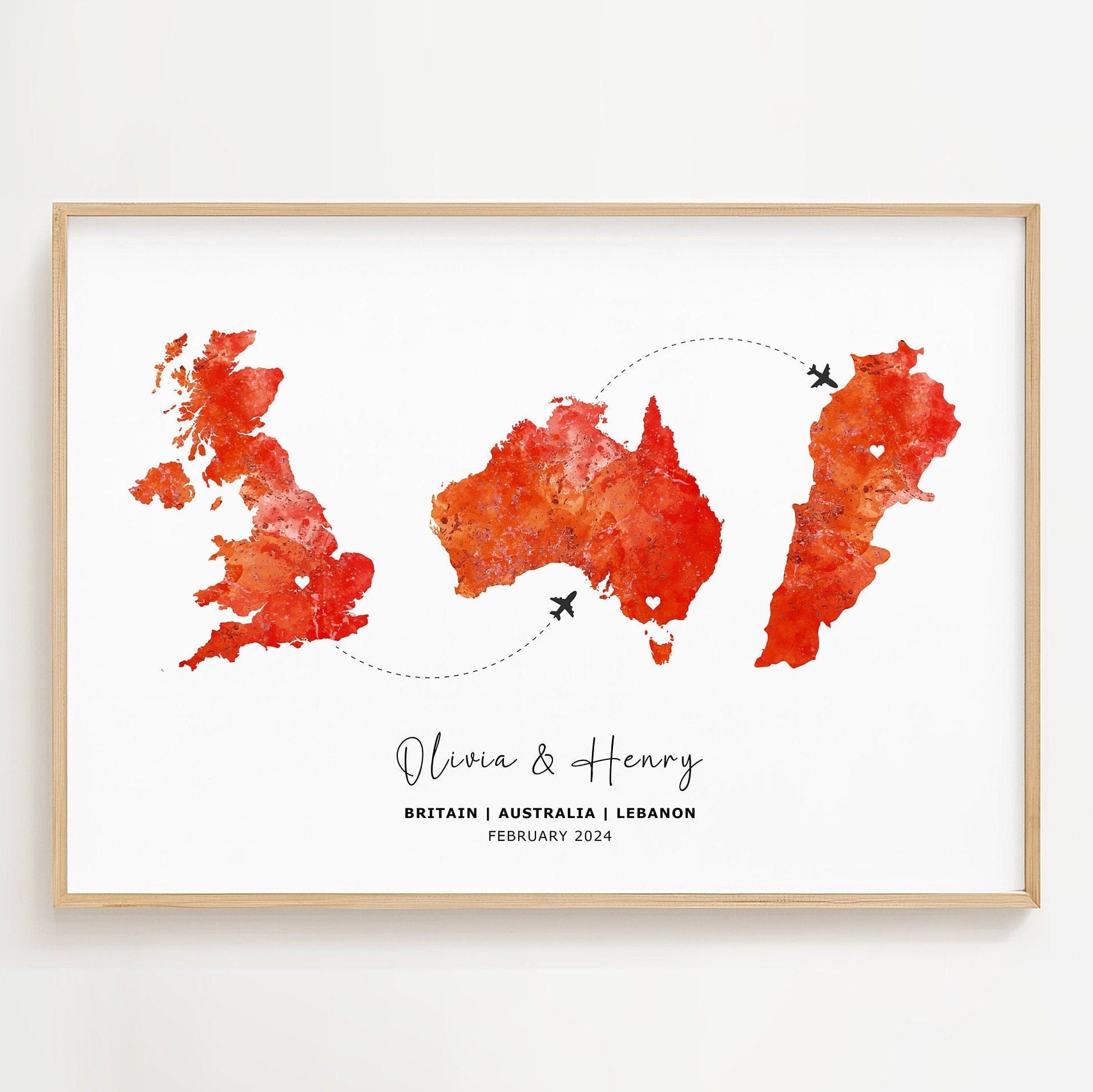 Leaving Gift, Moving away Gift, Travel Map Gift, Long Distance Relationship, Friendship Personalized Keepsake, Personalised Map Print