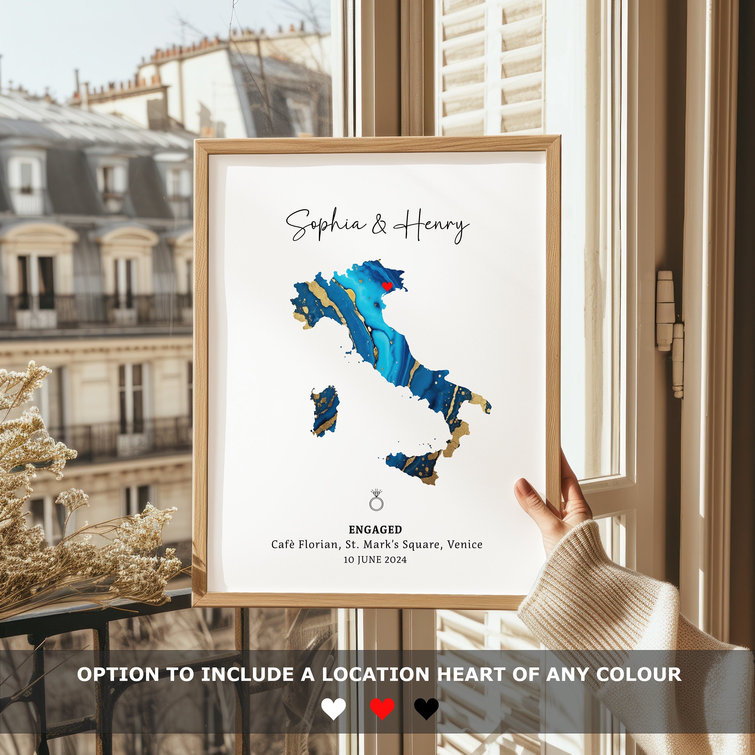 Personalised Engagement Gift, Engagement Gift , Gift For Engaged Couple, Personalised Map Location, She Said Yes Gift, Map Poster, Map Print