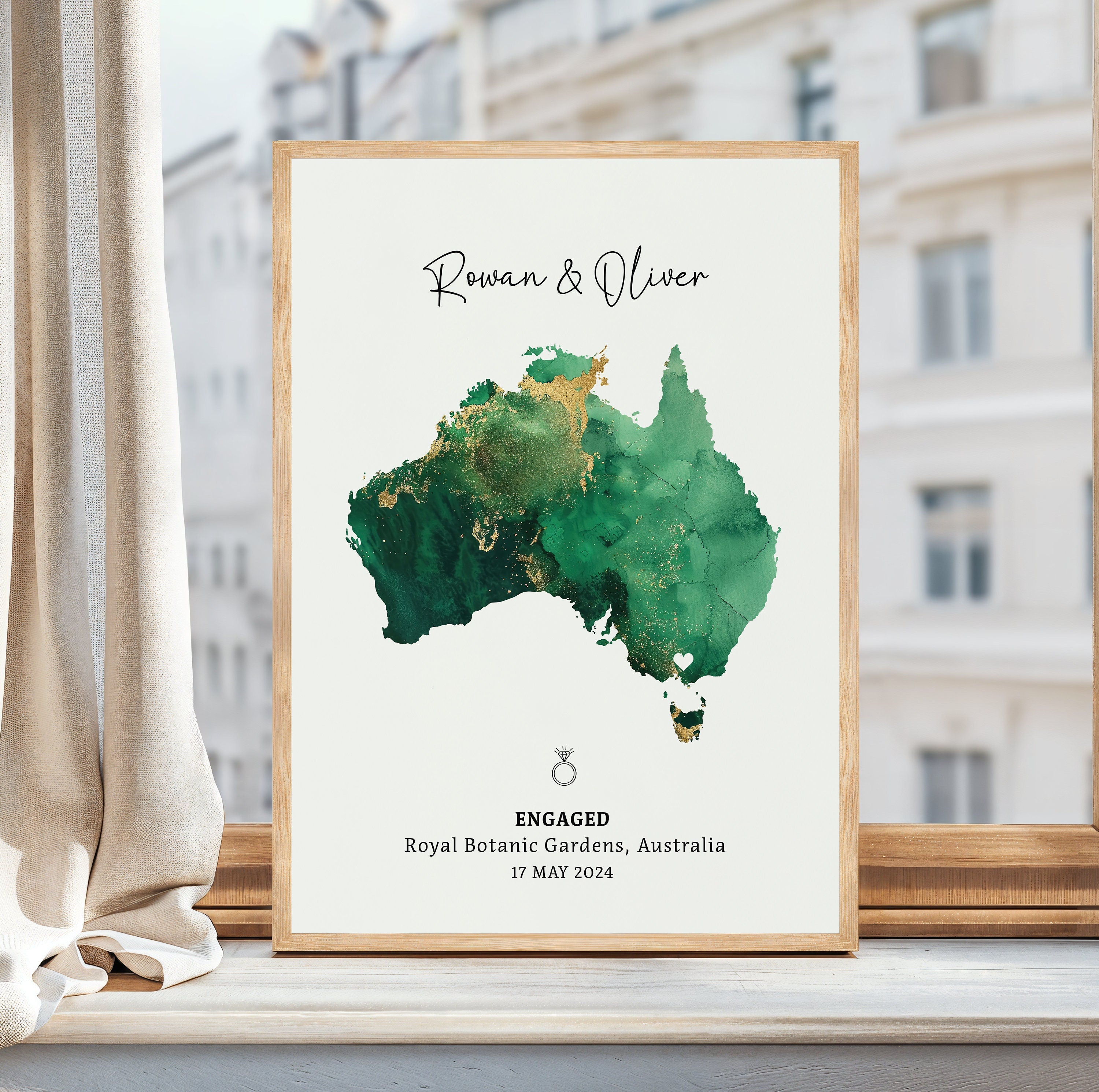 Personalised Engagement Gift, Engagement Gift , Gift For Engaged Couple, Personalised Map Location, She Said Yes Gift, Map Poster, Map Print
