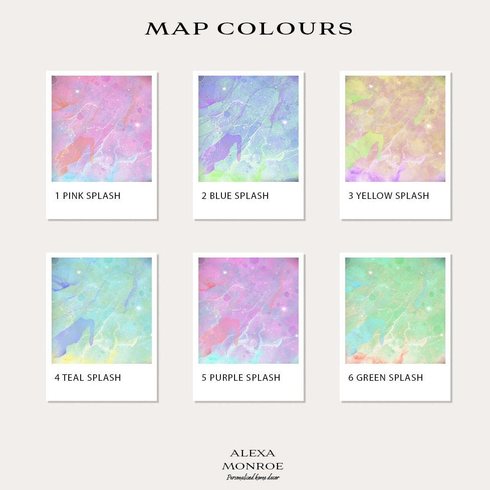 Watercolour Map Print - Any Three Countries, Custom Map Wall Art, New Home Gift, Travel Gift, Office Decoration - Digital File