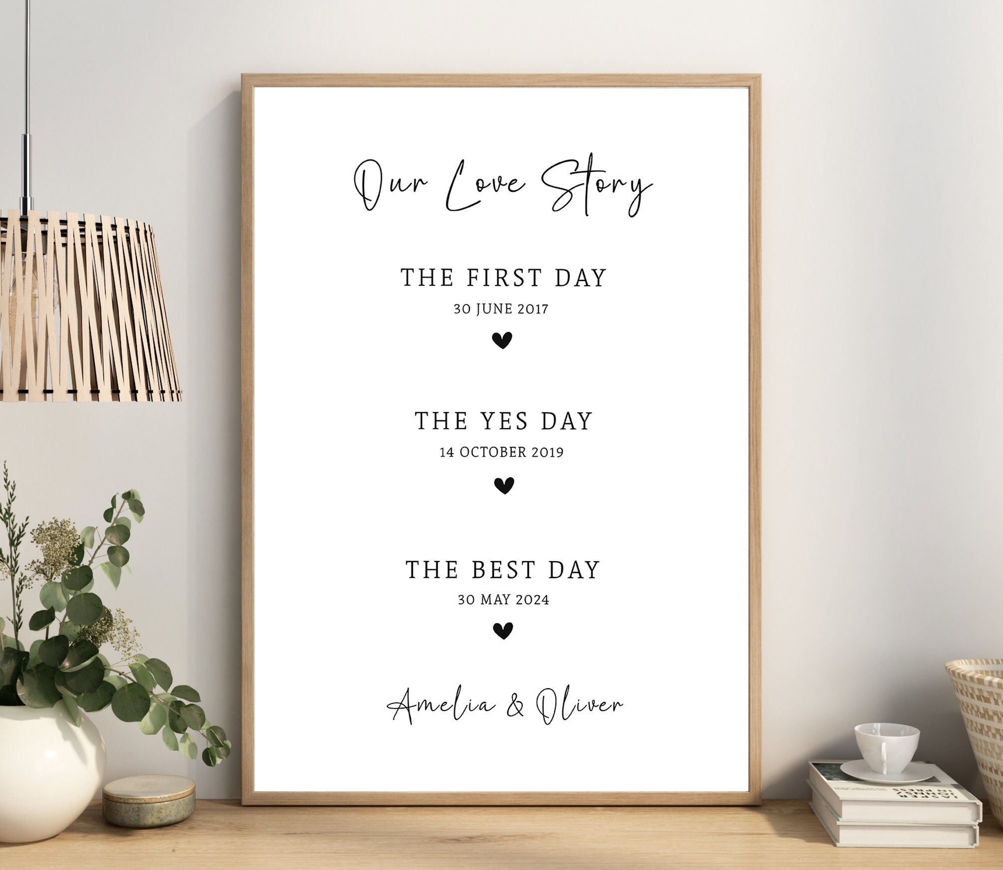 Anniversary Gift, Gift For Couple, The First Yes, The Best Day Personalised Print, Custom Anniversary Print, 1 year Anniversary