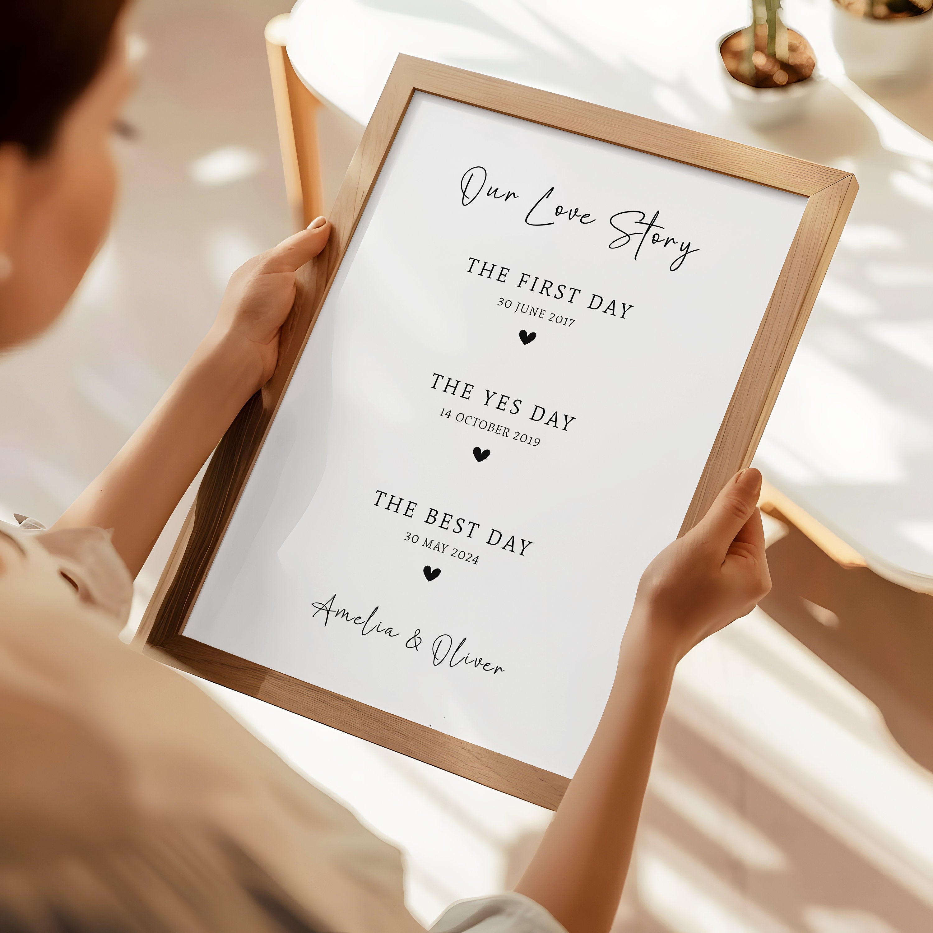 Anniversary Gift, Gift For Couple, The First Yes, The Best Day Personalised Print, Custom Anniversary Print, 1 year Anniversary