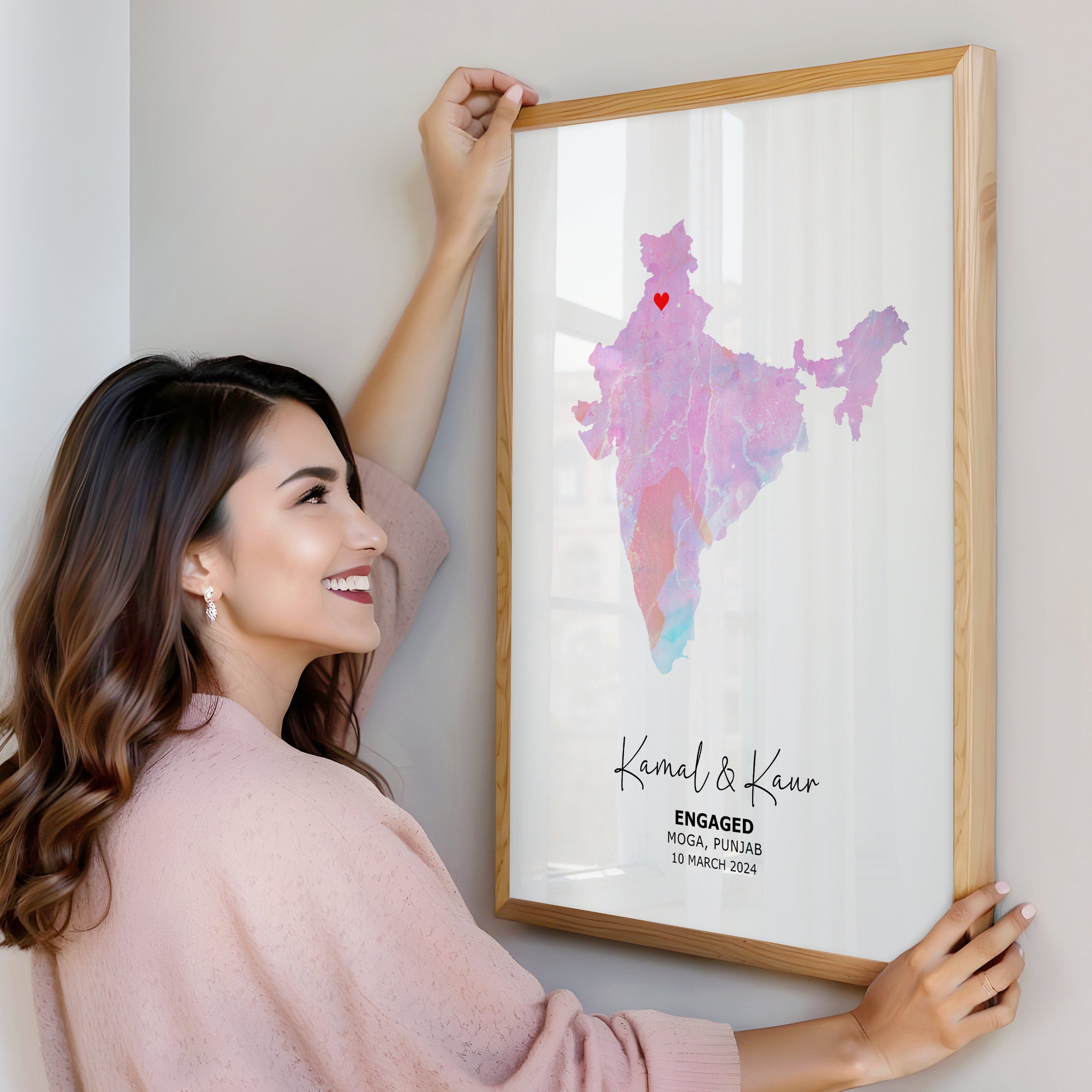 Engagement Print, Engagement Gift, Gift For Engaged Couple, Personalised Map Print, Engagement Gift For Her, Engagement Gifts