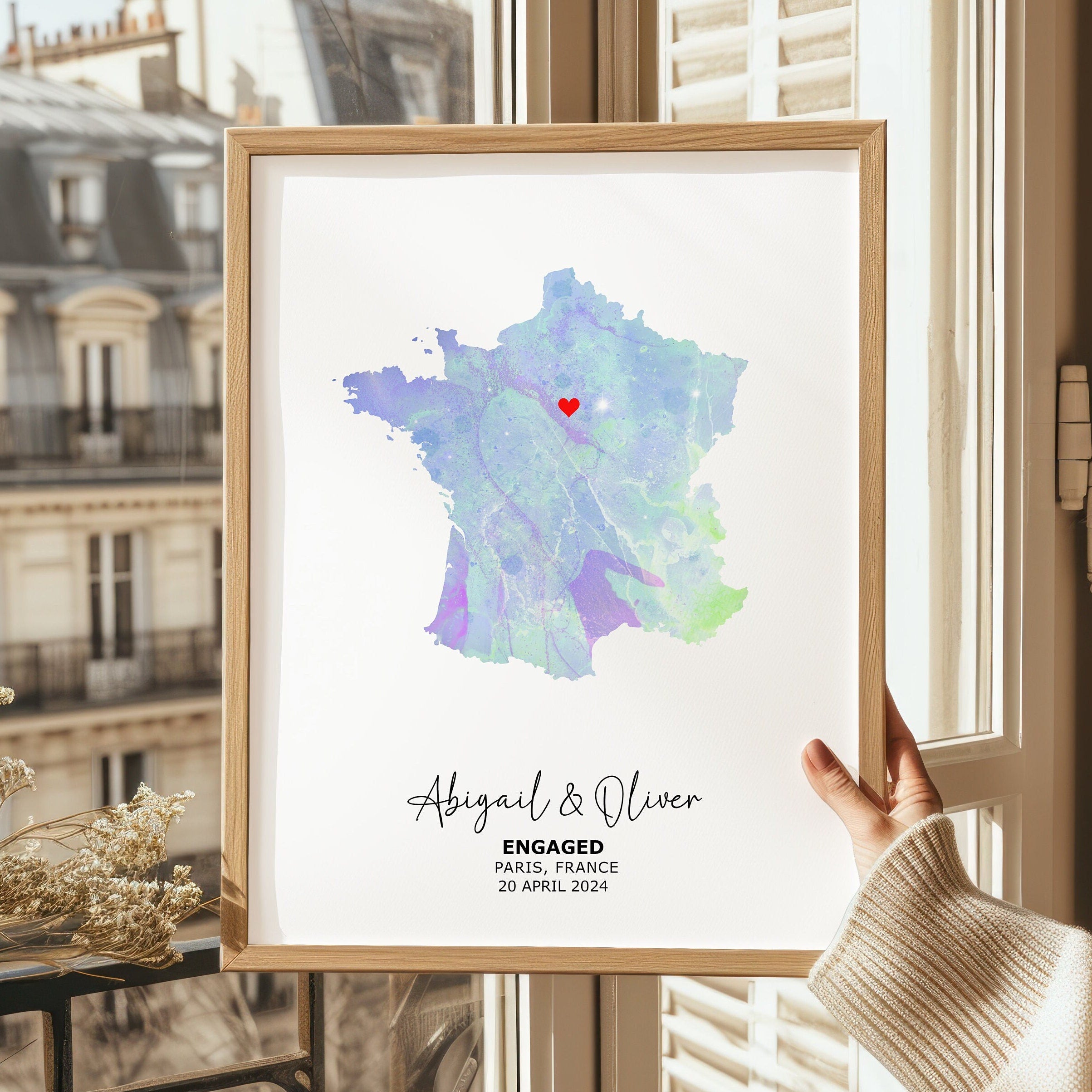 Engagement Print, Engagement Gift, Gift For Engaged Couple, Personalised Map Print, Engagement Gift For Her, Engagement Gifts