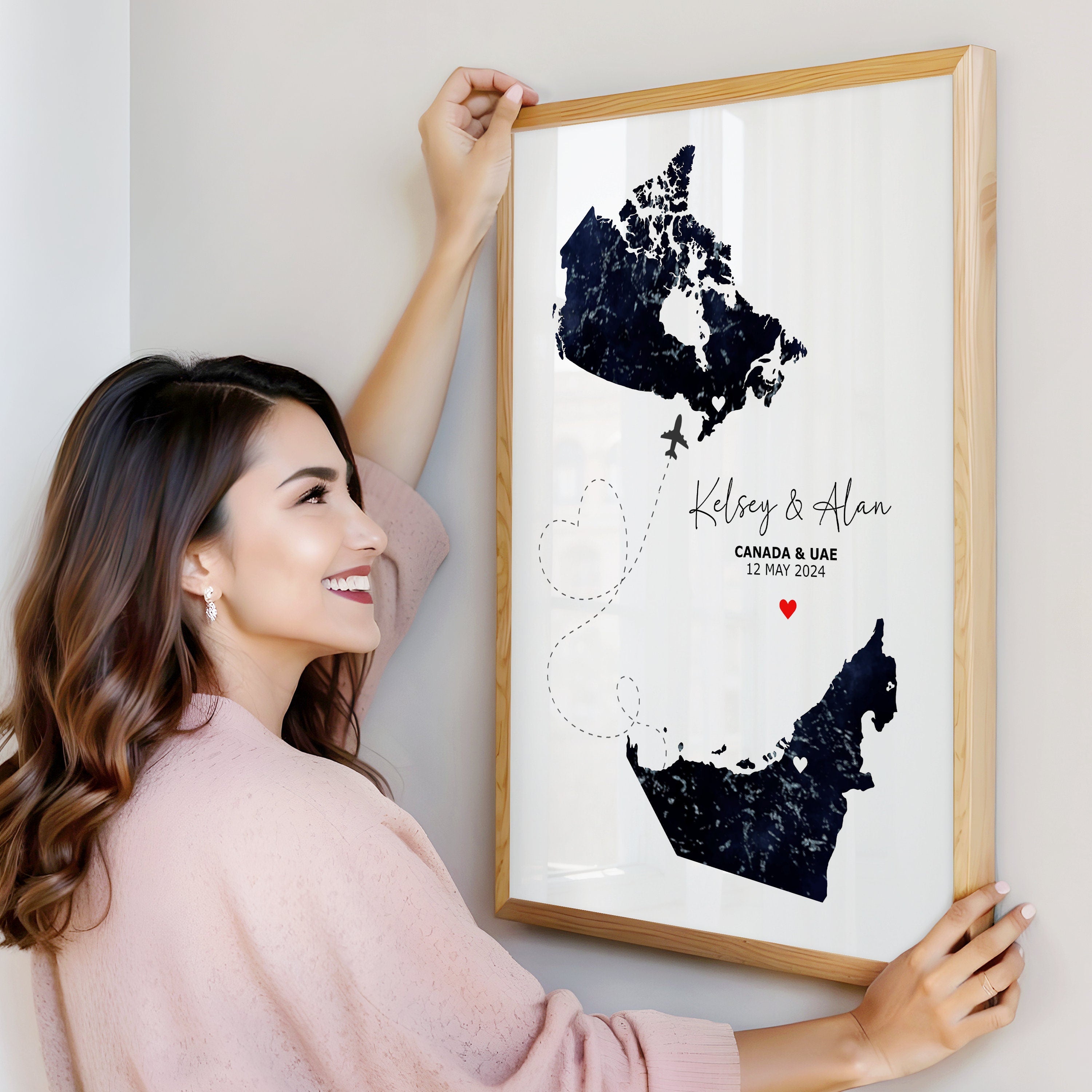 2 Custom Watercolour Map Prints - Any Two Countries, Personalised Map Wall Art, New Home Gift, Fathers Day Gift