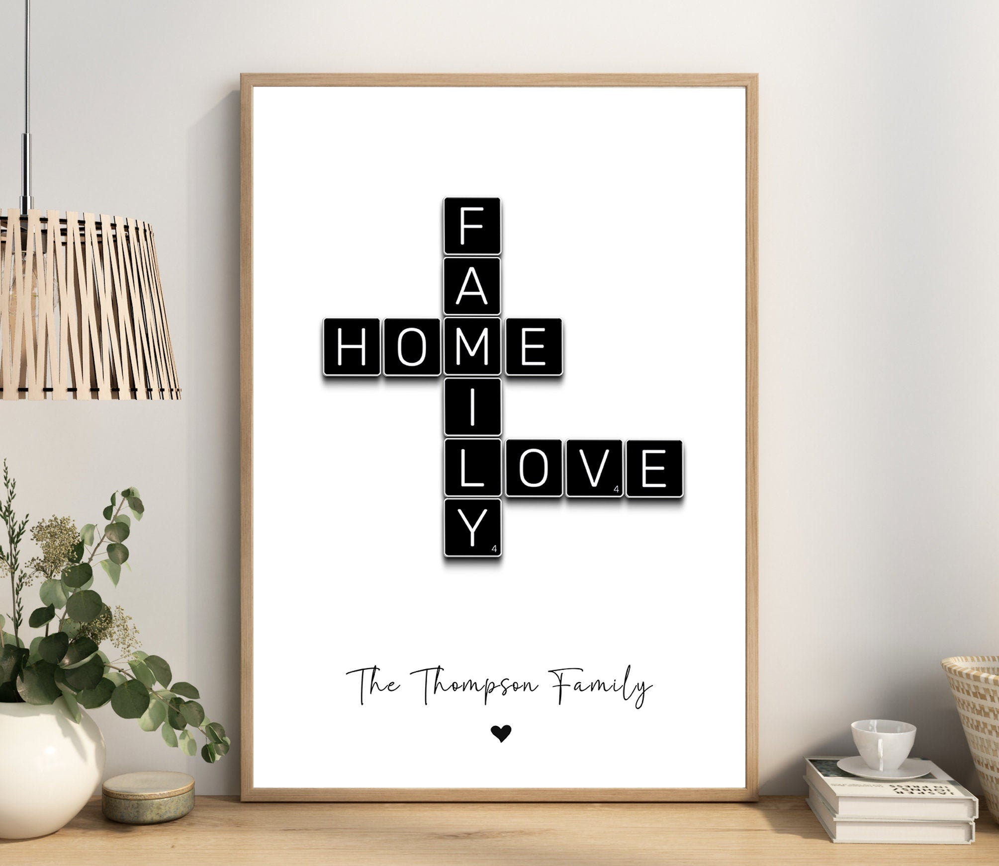 Custom Scrabble Print, Personalized Family Wall Art, Personalised Family Gift, Retirement Gift, Mum Dad Gran Gift, Birthday Gift