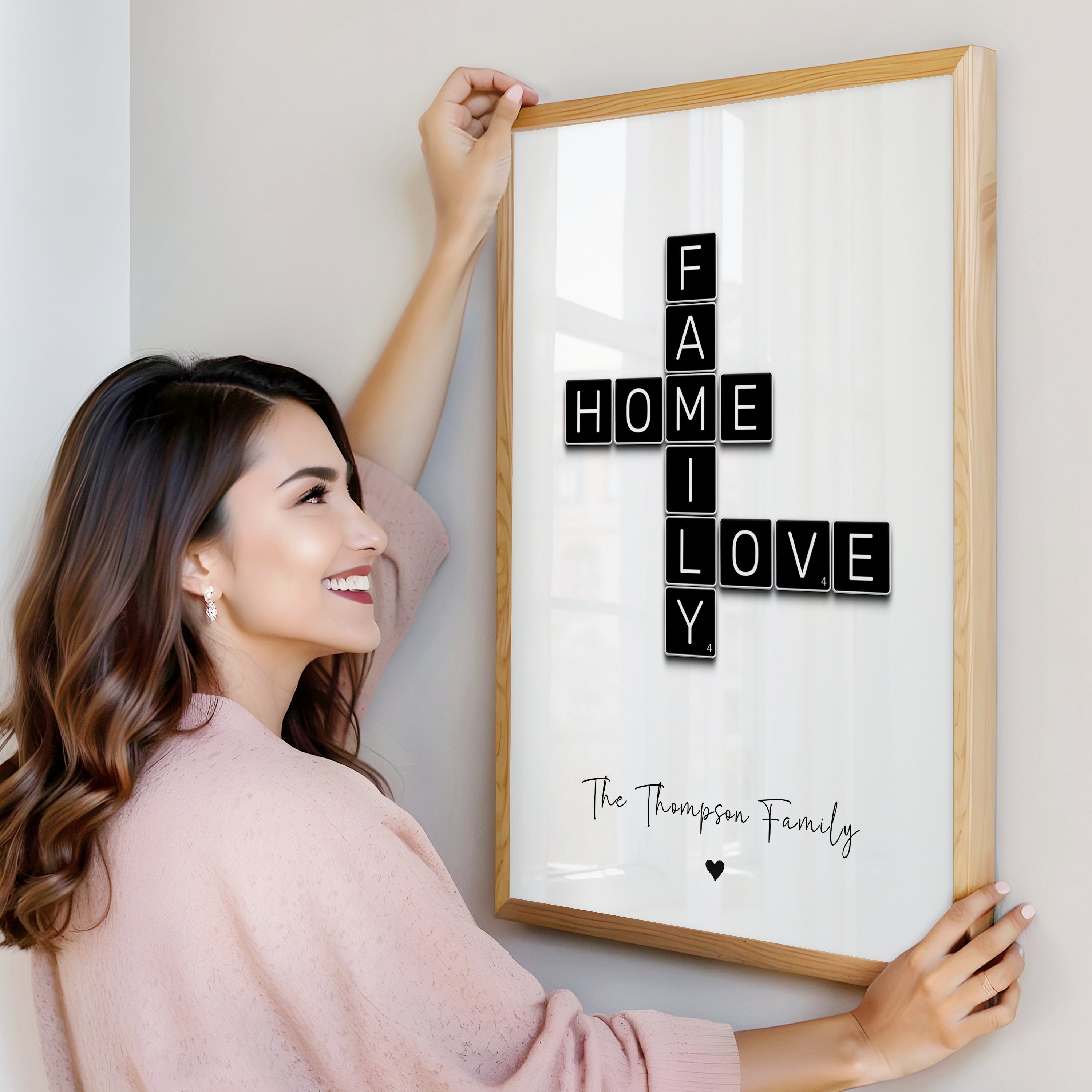 Custom Scrabble Print, Personalized Family Wall Art, Personalised Family Gift, Retirement Gift, Mum Dad Gran Gift, Birthday Gift