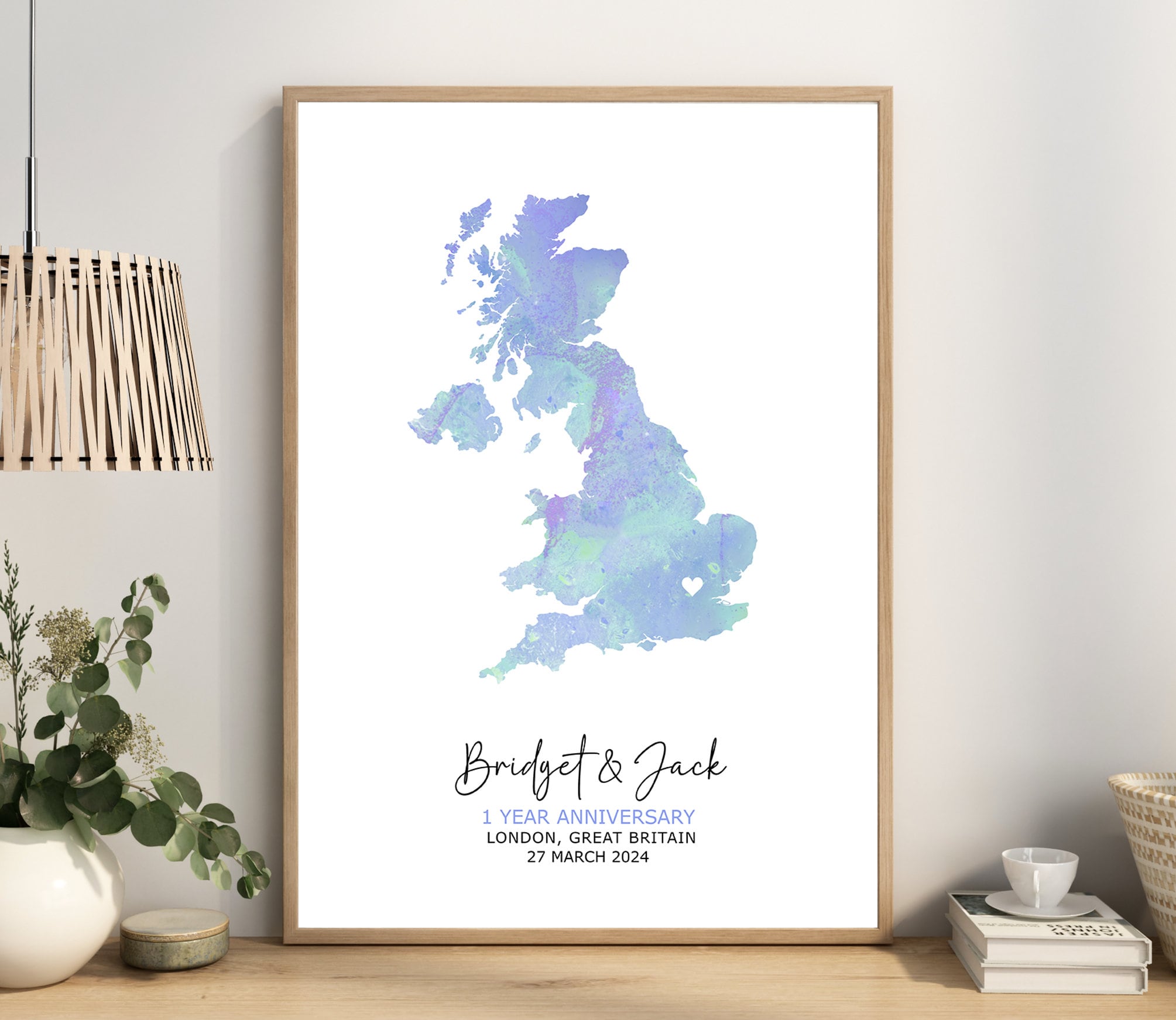 Anniversary Gift For Couple, Personalised Map Print, Gift For Wife, Gift For Husband, 1 Year Anniversary Gift , Custom Map Print