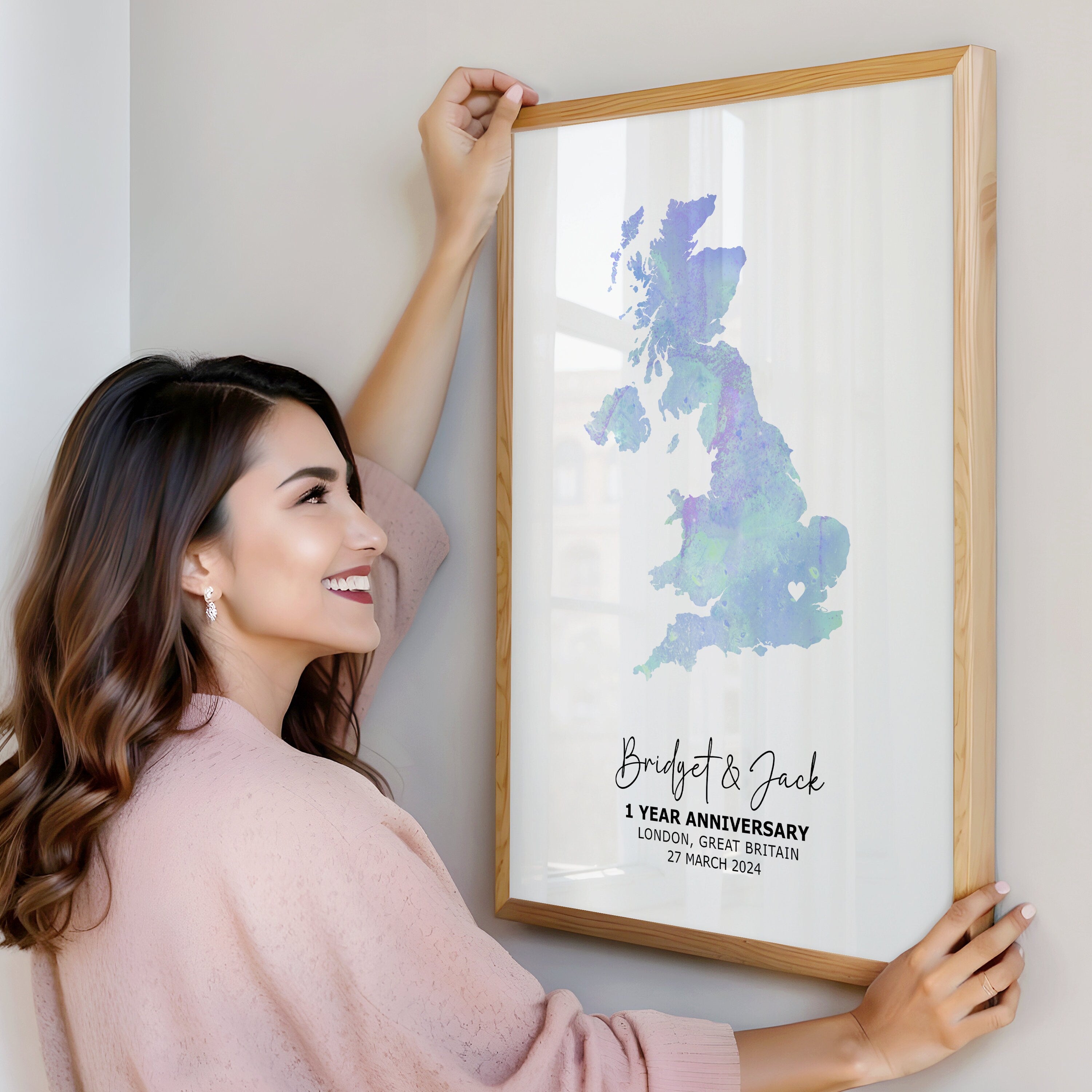 Anniversary Gift For Couple, Personalised Map Print, Gift For Wife, Gift For Husband, 1 Year Anniversary Gift , Custom Map Print