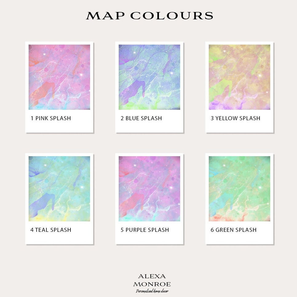 Personalised Watercolour Map - Any Three Countries, Custom Map Print, New Home Gift, Country to Country Wall Art, Holiday Home - Digital File