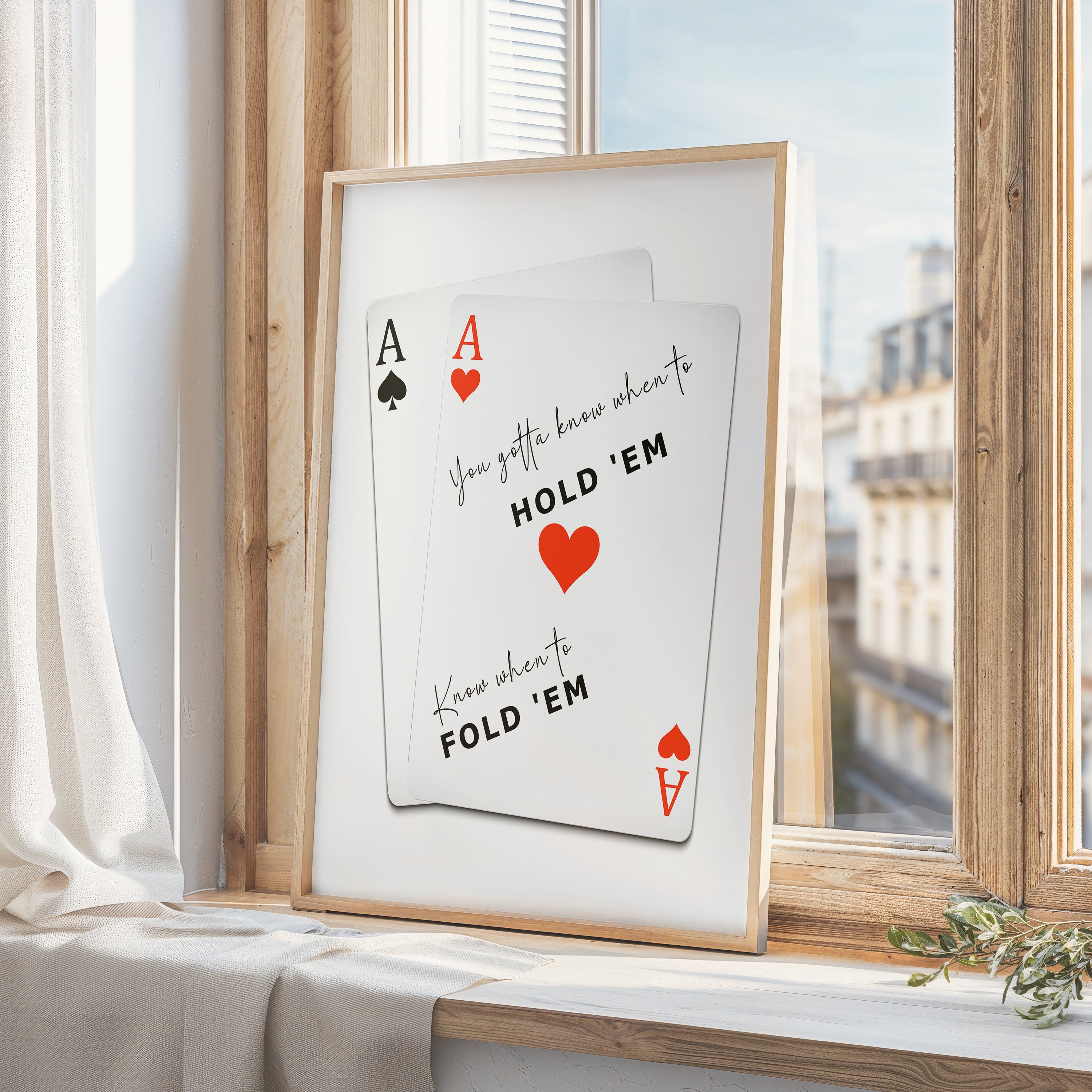 Pocket Aces, Playing Cards Poster, Quote Print, Wall Art, Gift For Friend, Trendy Bar Kitchen Aesthetic Wall Decor