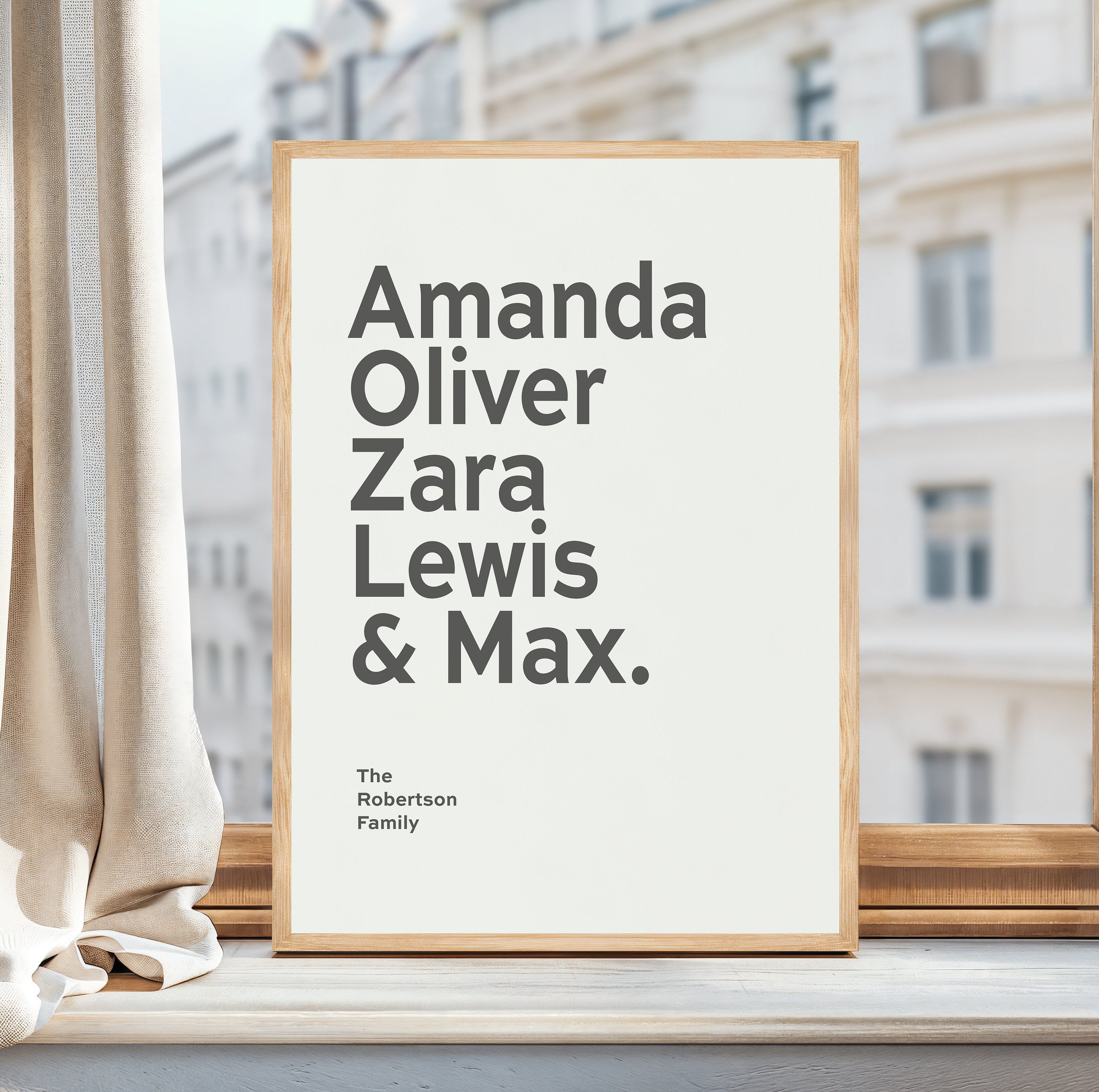 Personalised Typographic Family Names Print