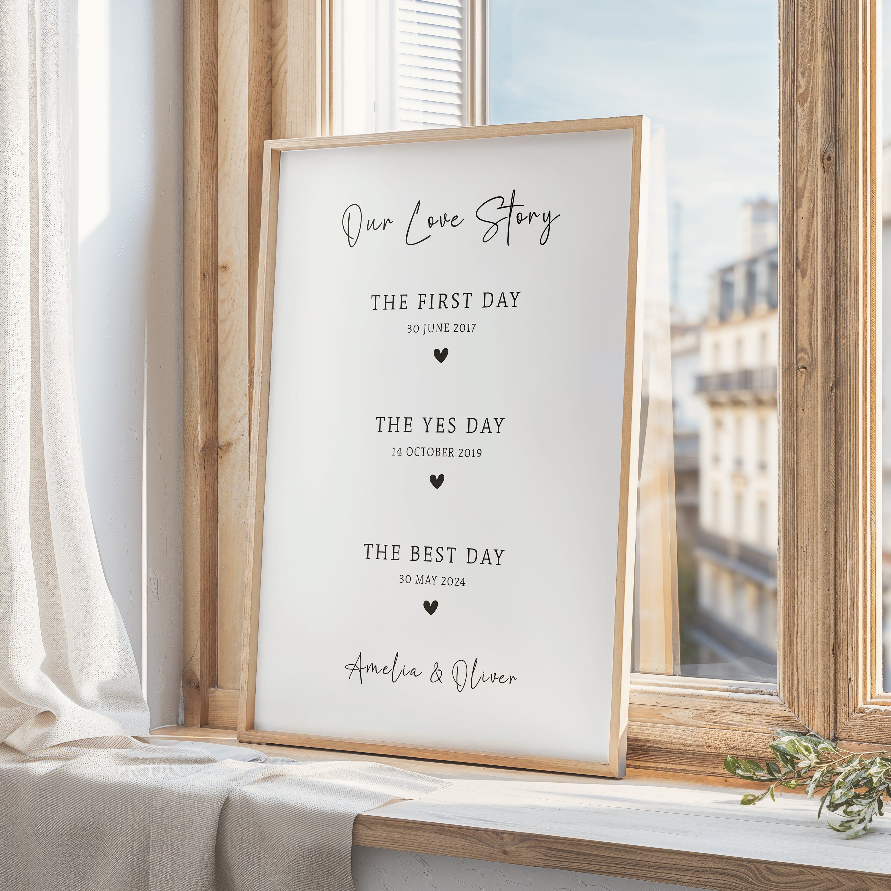 Anniversary Gift, Gift For Couple, The First Yes, The Best Day Personalised Print, Custom Anniversary Print, 1 year Anniversary