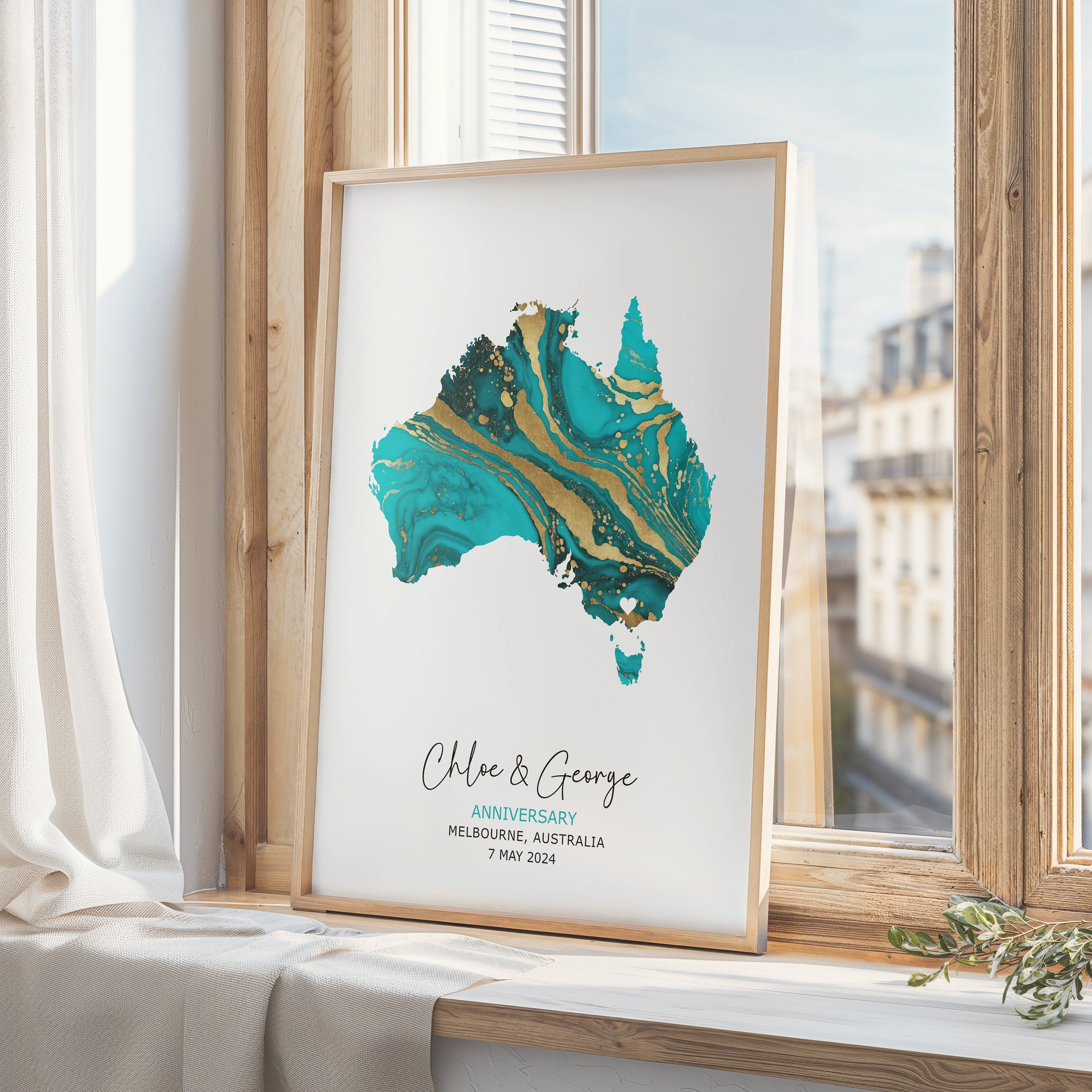 Anniversary Gift For Couple, Personalised Map Print, 1st Year Anniversary Gift, Gift For Husband, Gift For Wife, Where We Met Map, Wall Art