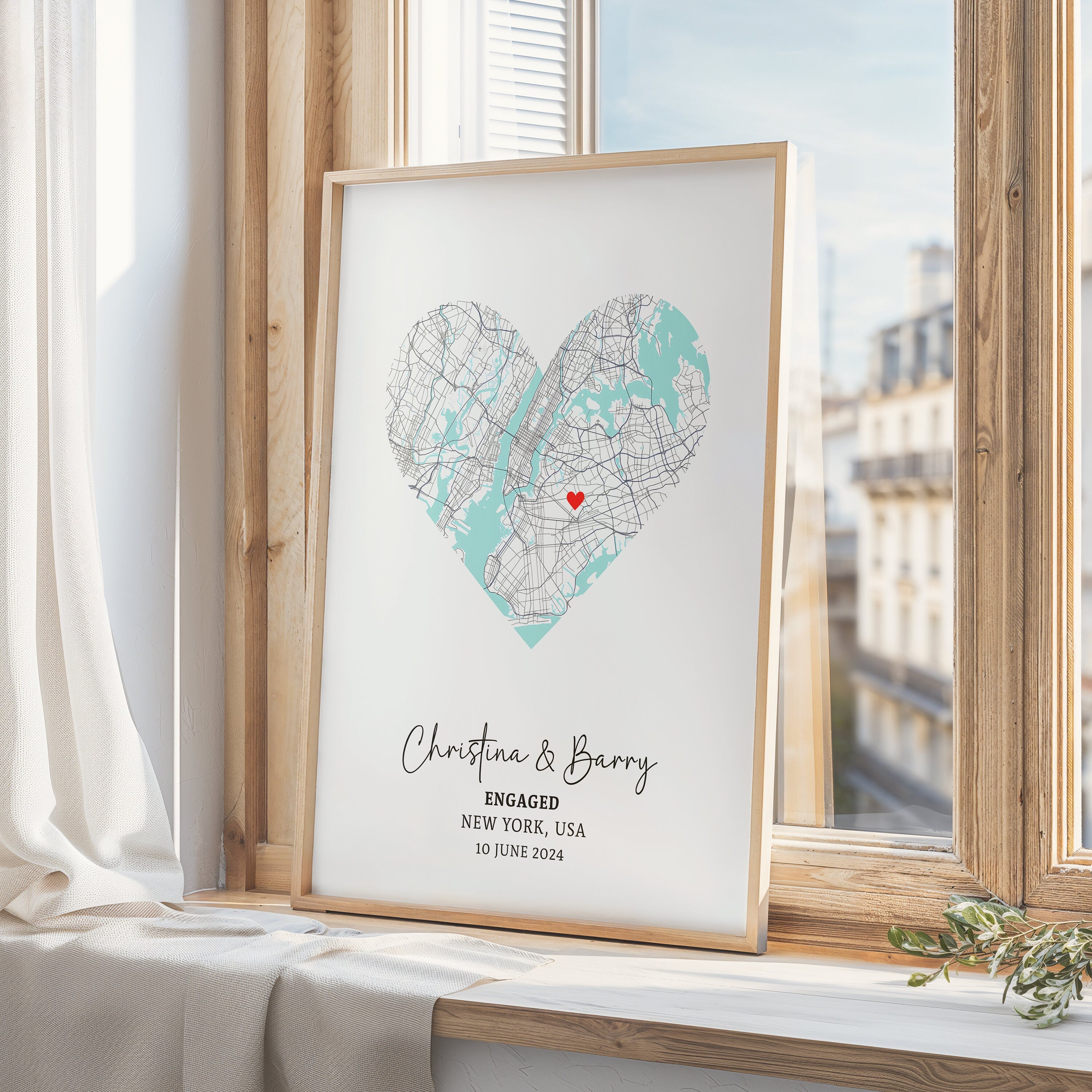 Personalised Engagement Print, Engagement Gift, Gift For Engaged Couple, Custom Map Print, Engagement Gift For Her, Engagement Gifts - Digital Fille