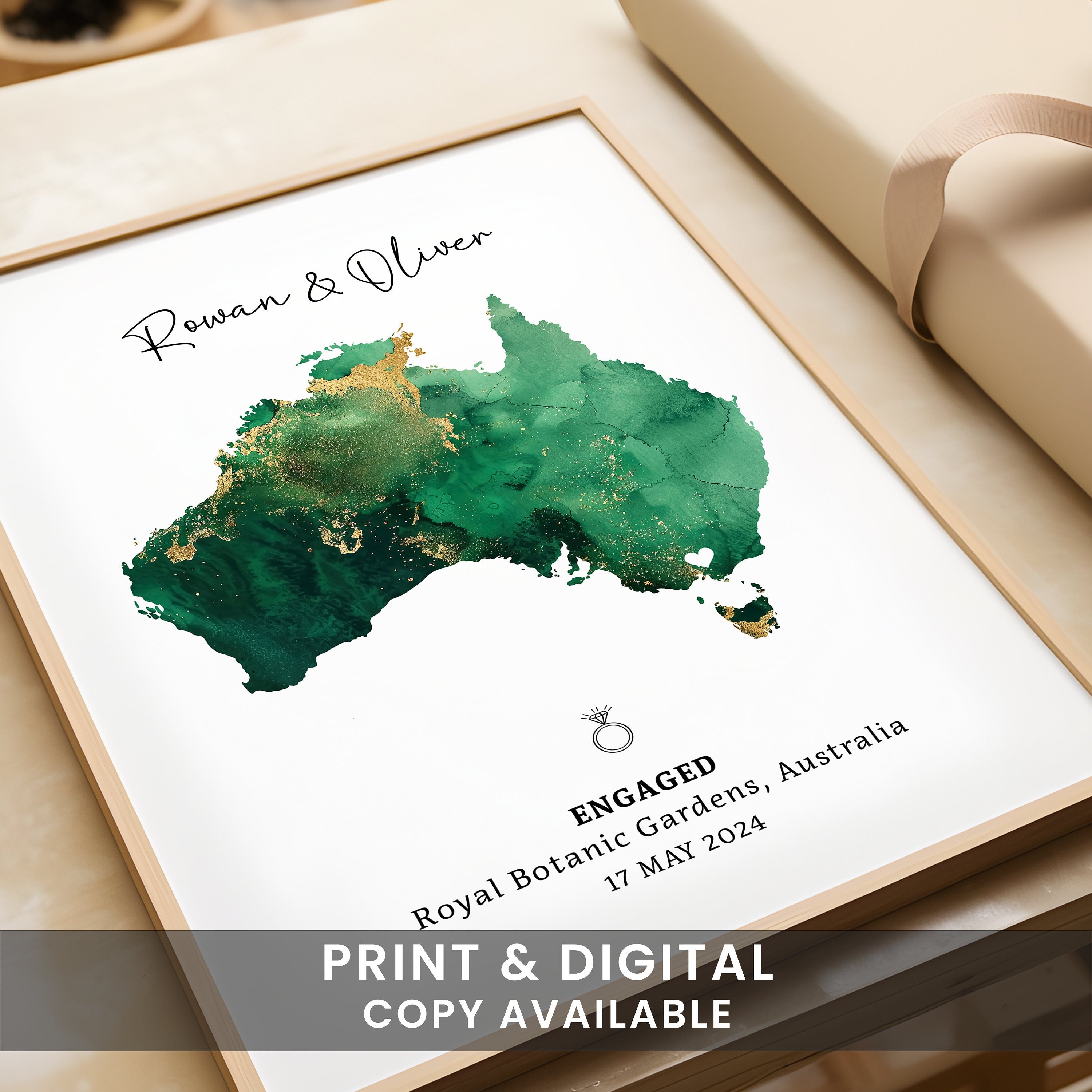 Personalised Engagement Gift, Engagement Gift , Gift For Engaged Couple, Personalised Map Location, She Said Yes Gift, Map Poster, Map Print