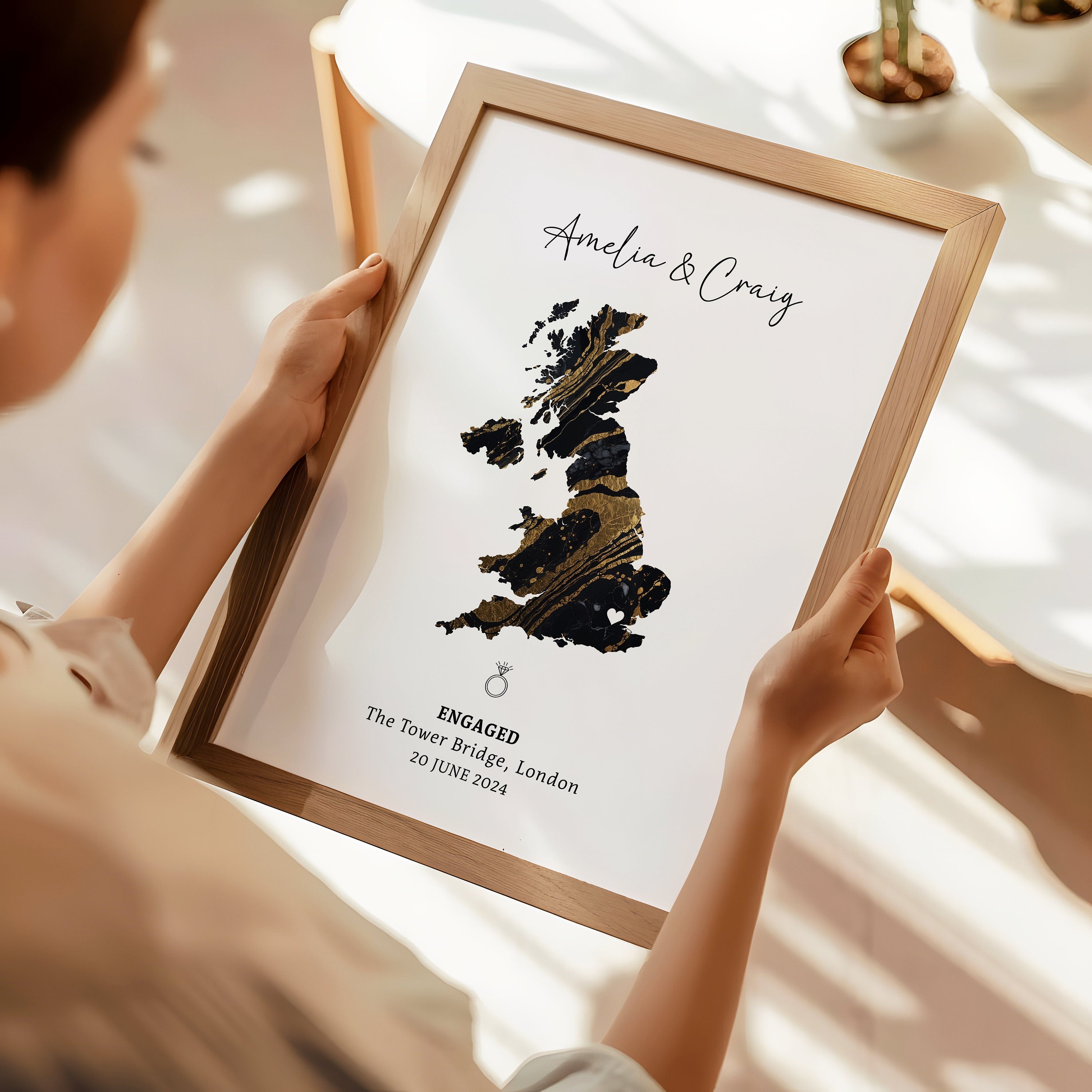 Personalised Engagement Gift, Engagement Gift , Gift For Engaged Couple, Personalised Map Location, She Said Yes Gift, Map Poster, Map Print