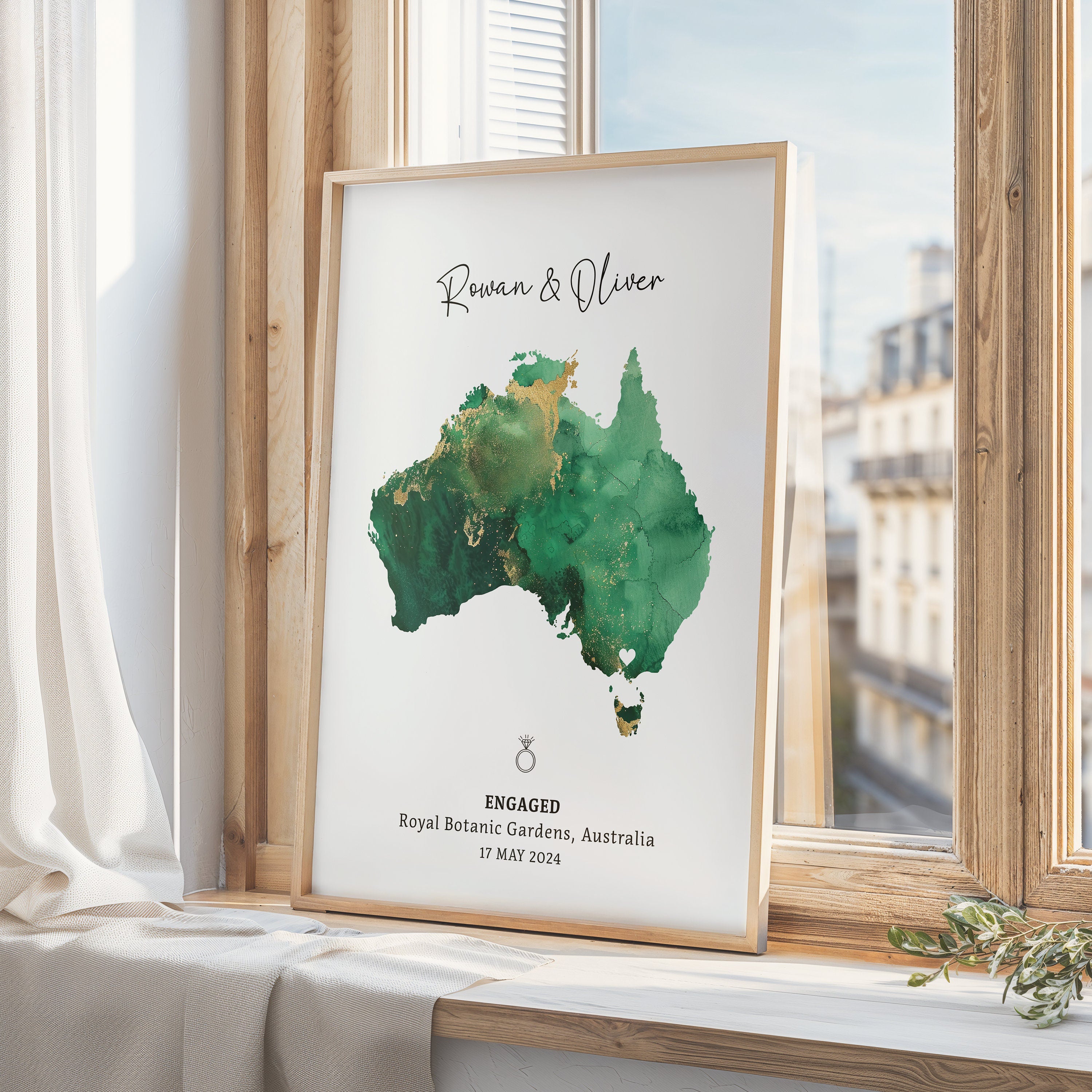 Personalised Engagement Gift, Engagement Gift , Gift For Engaged Couple, Personalised Map Location, She Said Yes Gift, Map Poster, Map Print