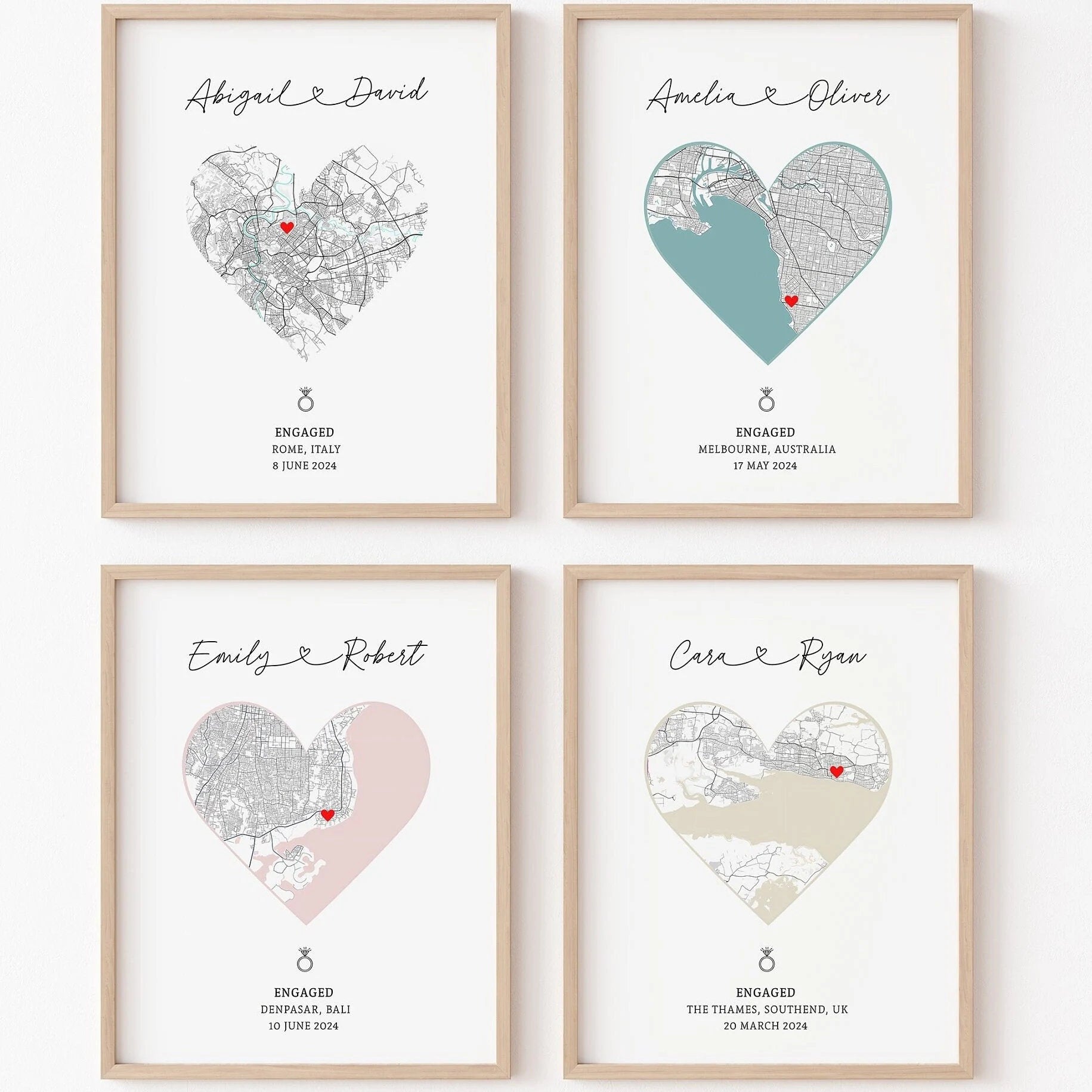 Engagement Print, Engagement Gift, Gift For Engaged Couple, Personalized Map Print, Engagement Gift For Her, Engagement Gifts