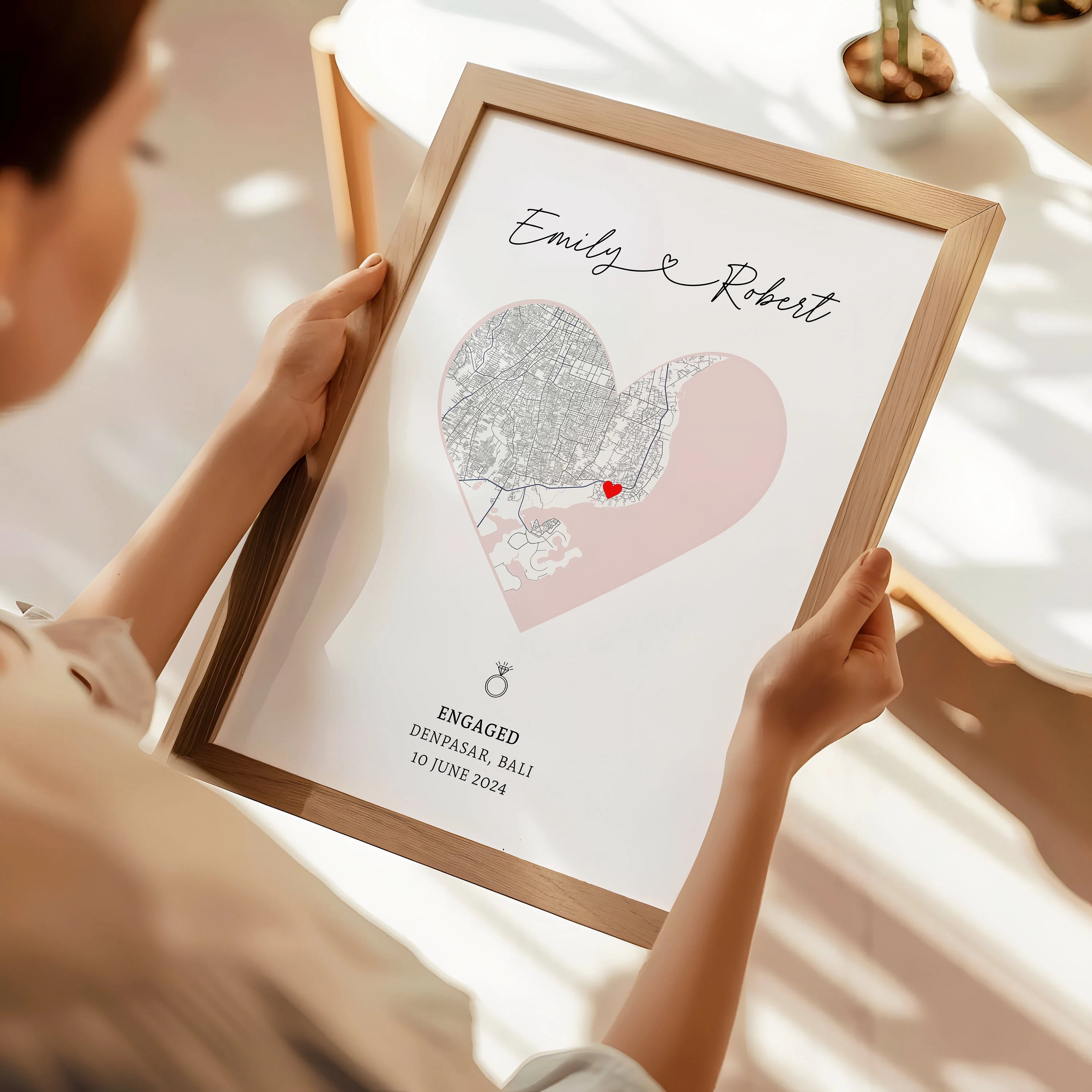 Engagement Print, Engagement Gift, Gift For Engaged Couple, Personalized Map Print, Engagement Gift For Her, Engagement Gifts