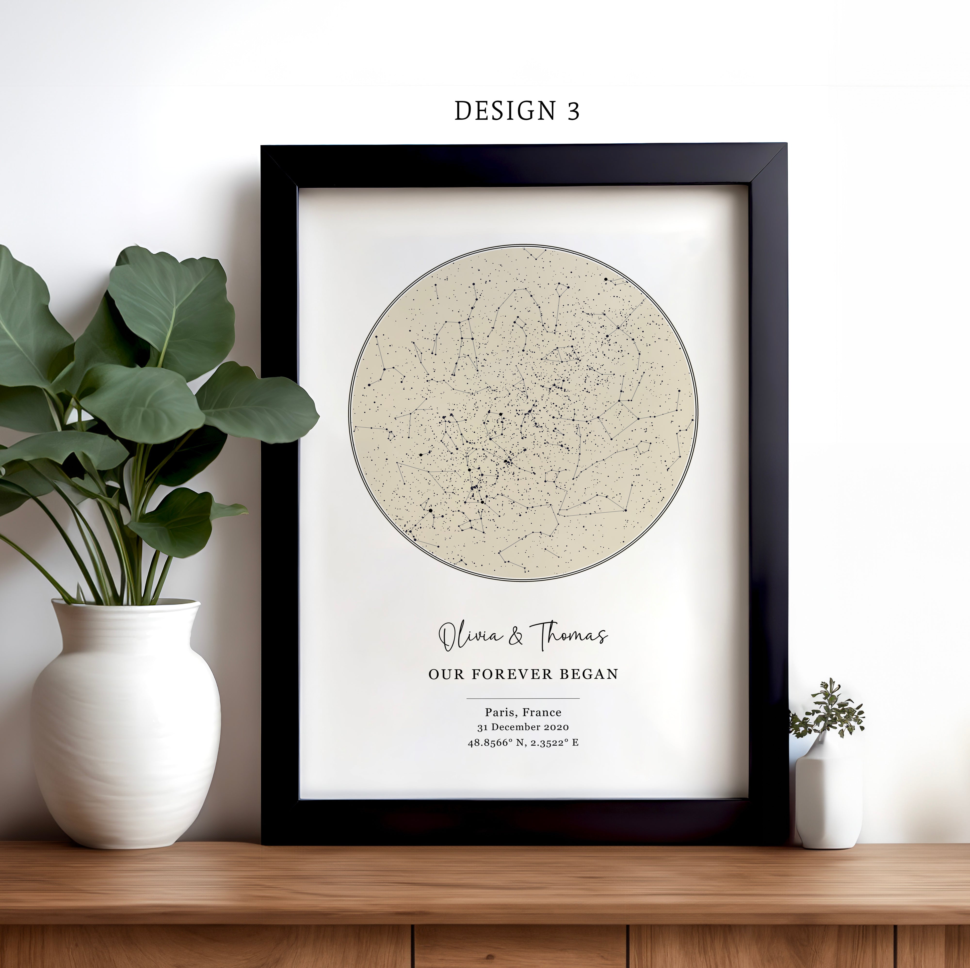 Personalised Star Map Print - Design 3 Lifestyle Mockup