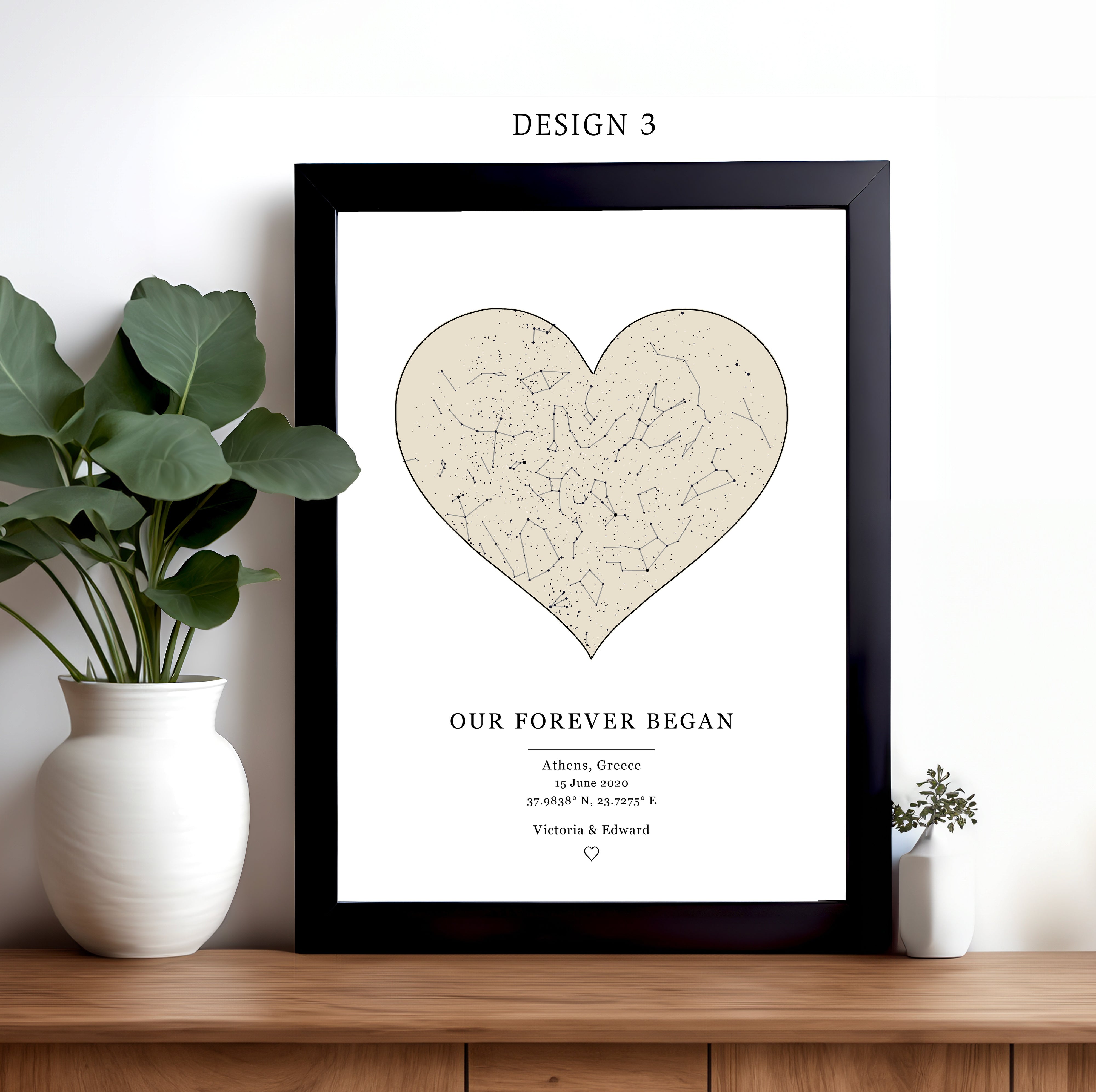 Personalised Star Map Print - Design 3 Lifestyle Mockup