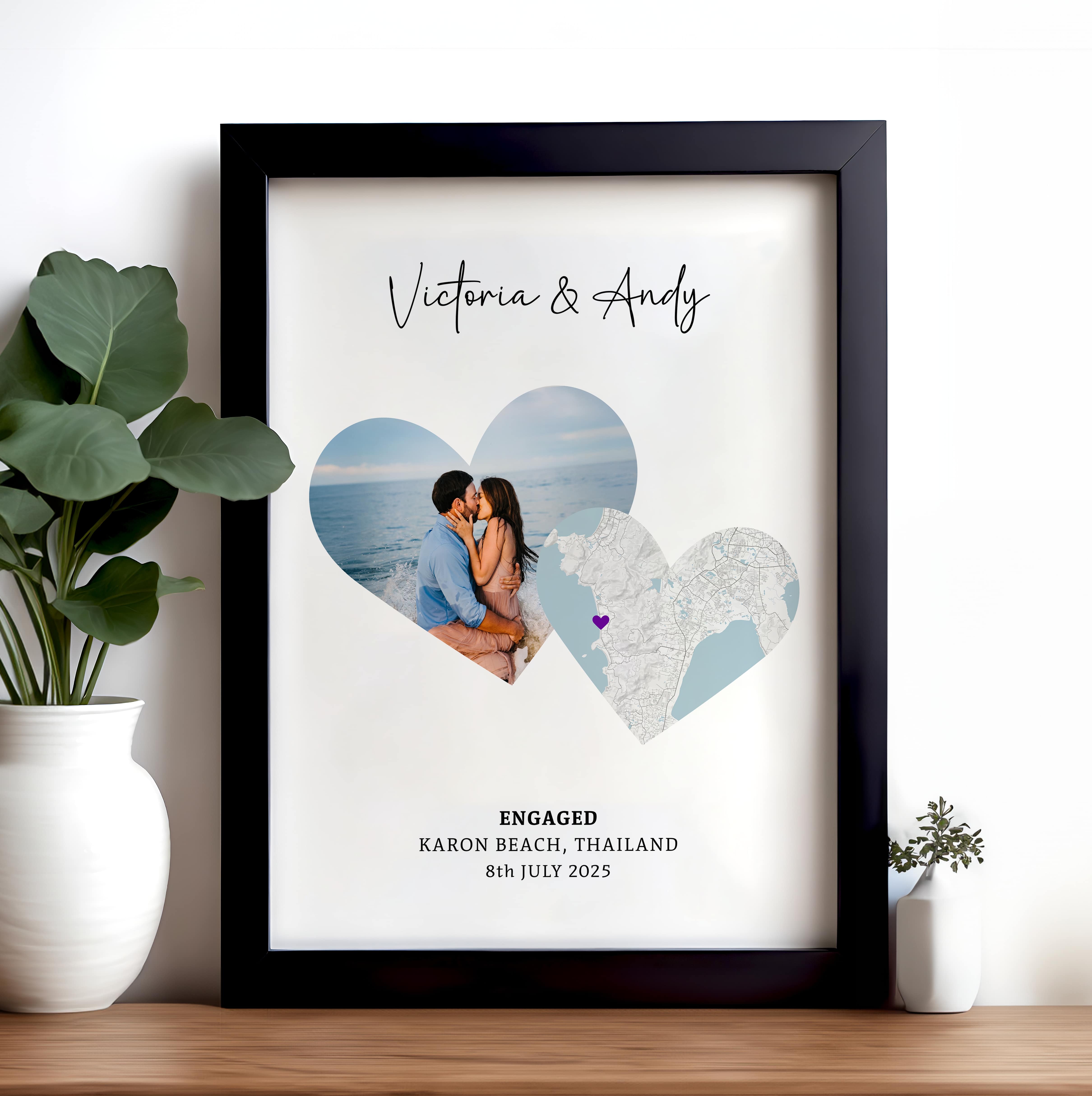 Engagement photo Gift Print, Personalised Engagement Map, Gift For Engaged Couple, Personalised Map Print, Engagement Gift For Her, Engaged