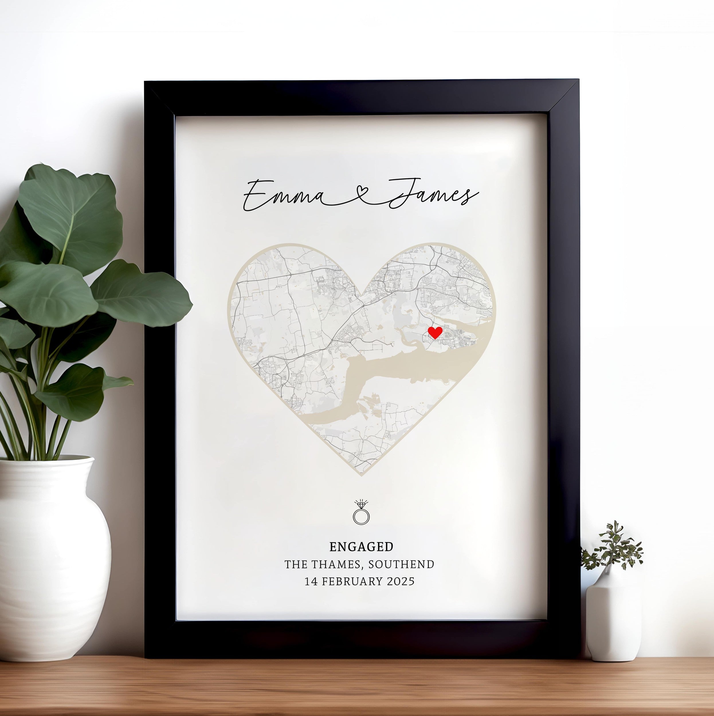Engagement Print, Engagement Gift, Gift For Engaged Couple, Personalized Map Print, Engagement Gift For Her, Engagement Gifts