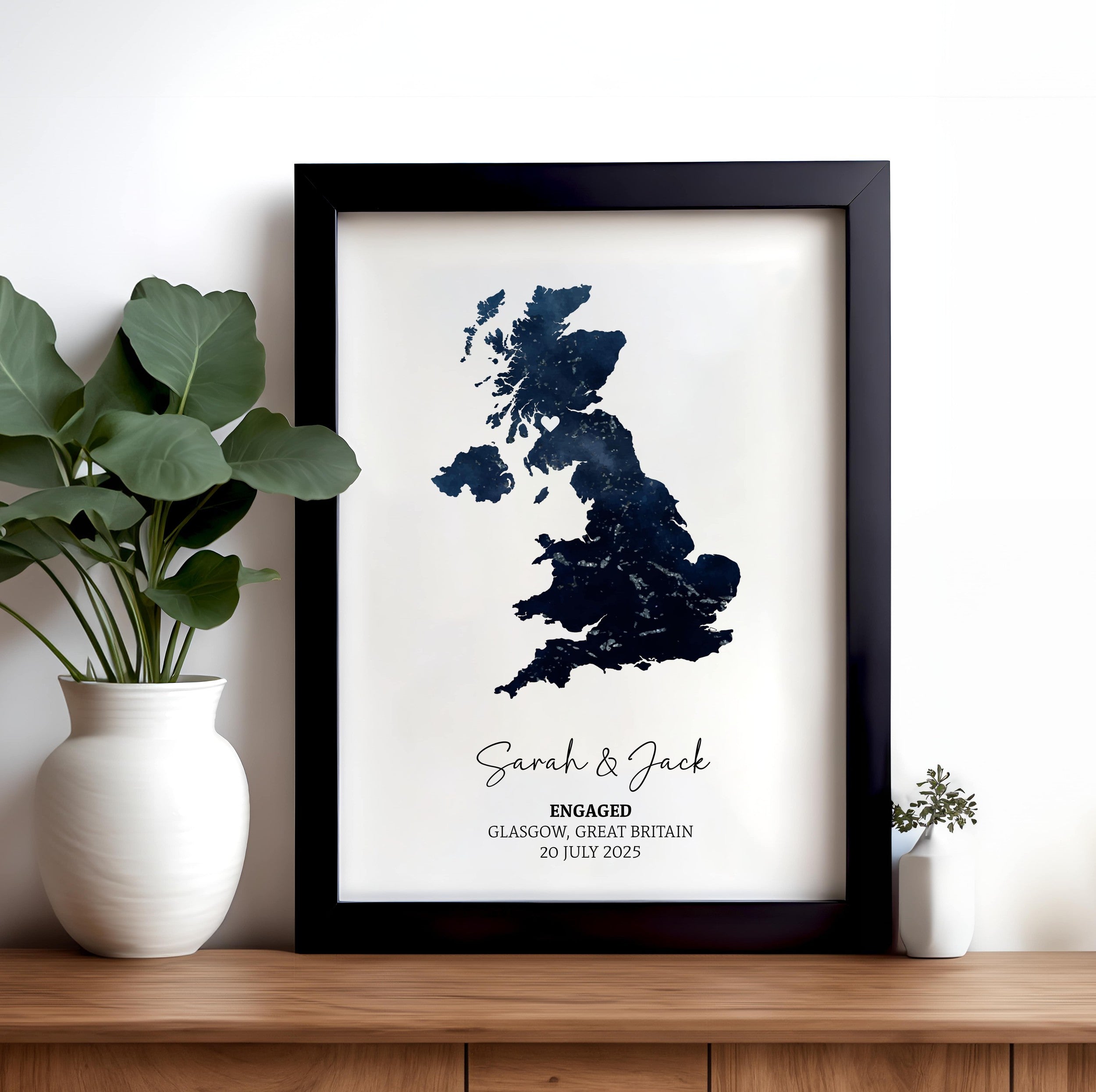 Gift for Newly Engaged Couple Print, Watercolour Map Print, Personalized Engaged Gift, Engagement Map Gift, Map Print, Wall art