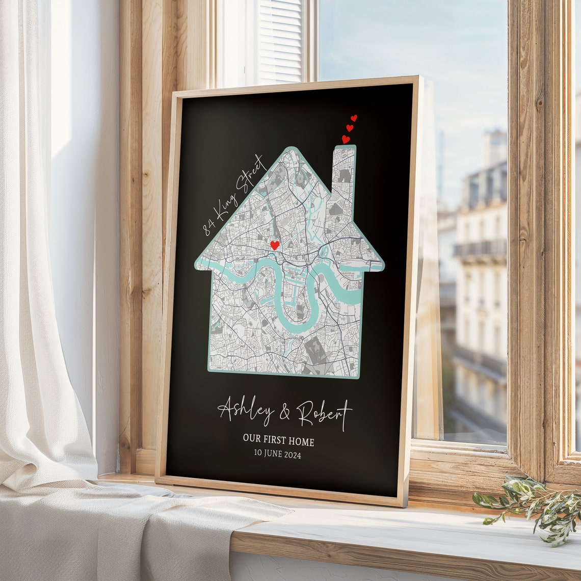 Custom Housewarming Gift, New Home Gift, Personalised Home Map, First Time Home Buyer, First Home Gift, Our First Home, House Name Print