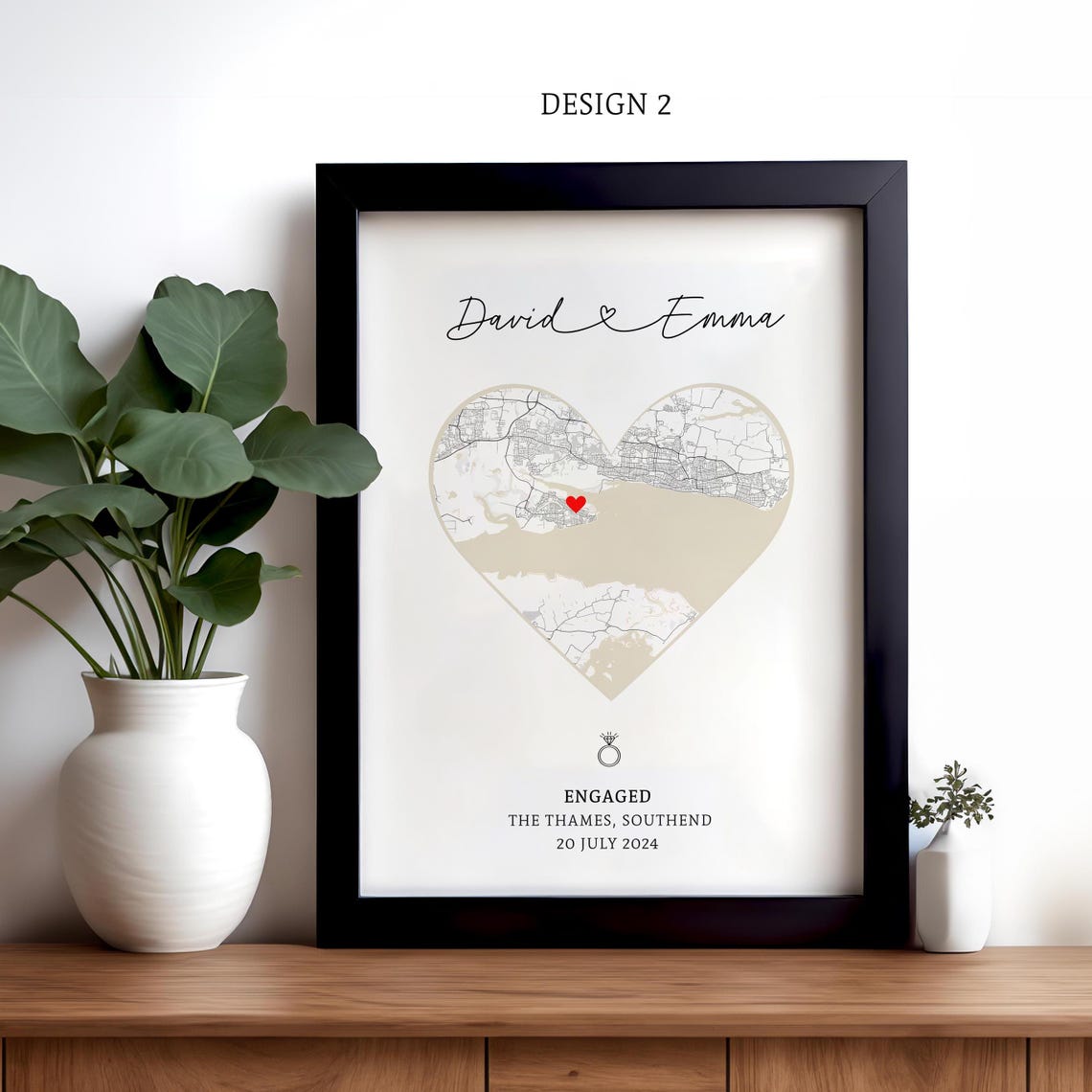Engagement Print, Engagement Gift, Gift For Engaged Couple, Personalised Map Print, Engagement Gift For Her - Digital File