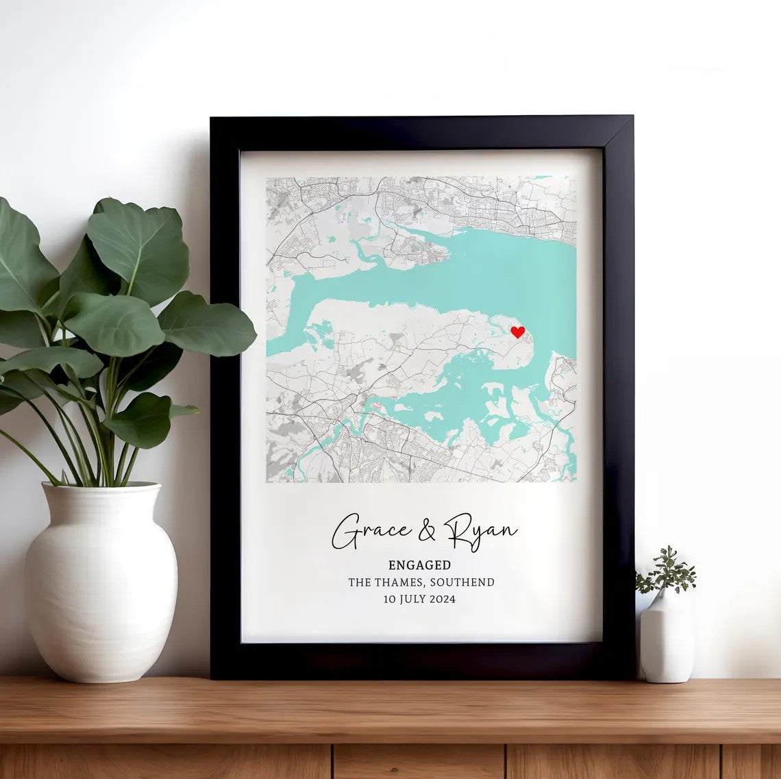 Engagement Print, Personalised Map Print, Engagement Image Gift For Engaged Couple, Custom Engagement Poster For Her