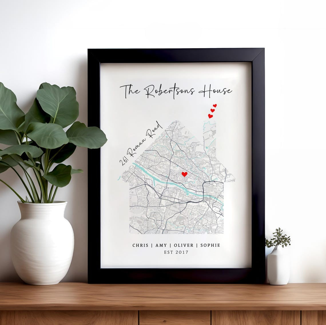 Personalised Home Map Print, First Home Gift for Couple, New Housewarming Present, Our First Home Name Art