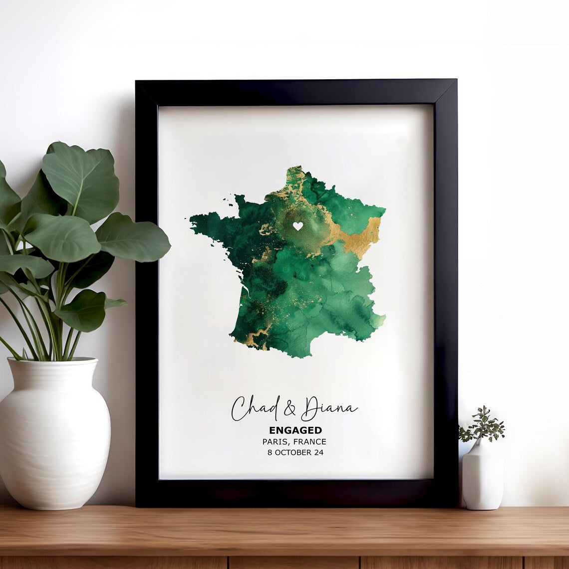 Personalised Engagement Gift, Custom Map Print, Gift For Engaged Couple, Personalised Map Location, She Said Yes Gift - Digital File