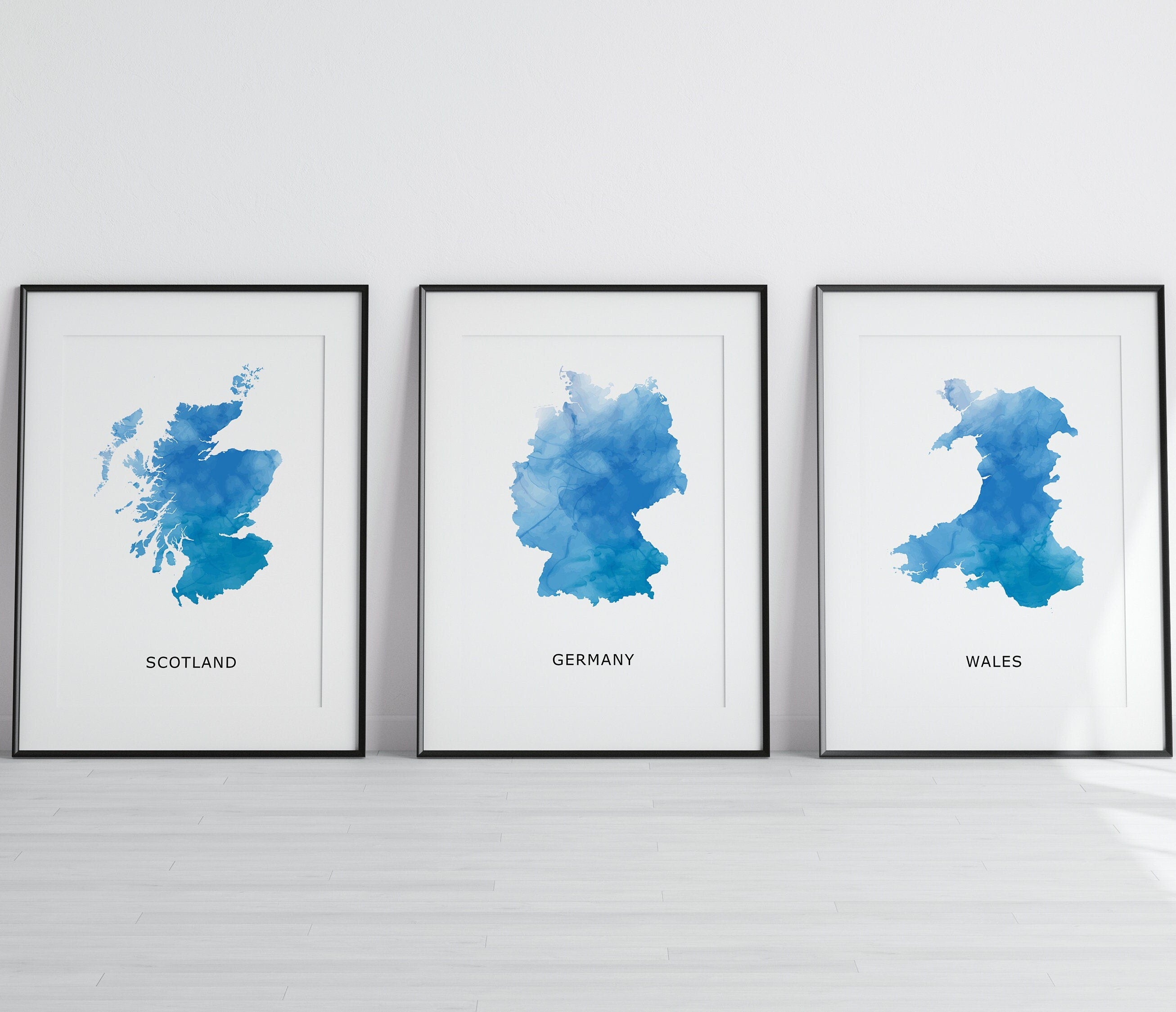 Set of 3 Personalized Map Prints - Any Three Countries, Custom Map Art, New Home Gift, Leaving Country Map Gift, Moving City - Digital File