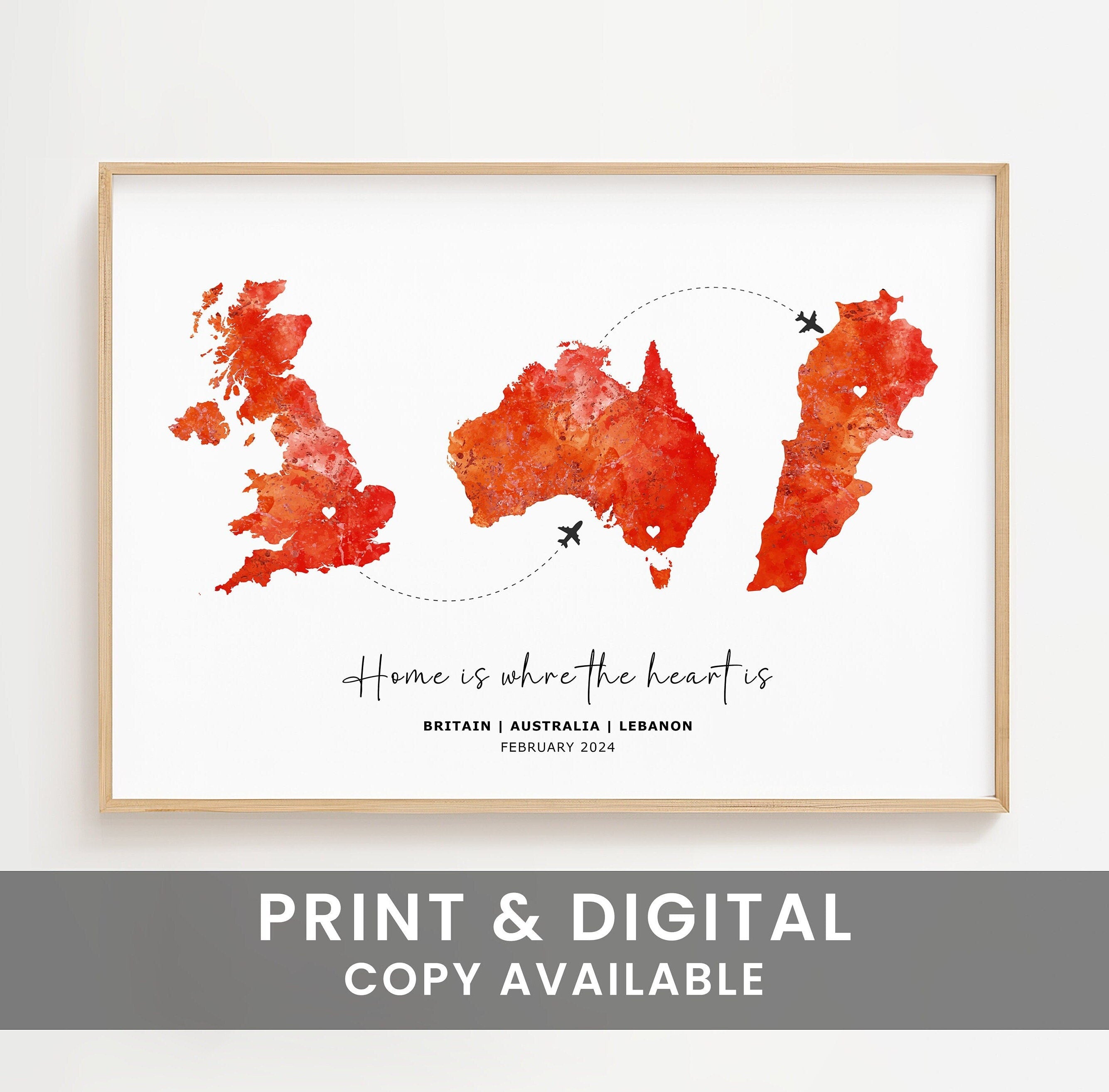 Leaving Gift, Moving away Gift, Travel Map Gift, Long Distance Relationship, Friendship Personalized Keepsake, Personalised Map Print