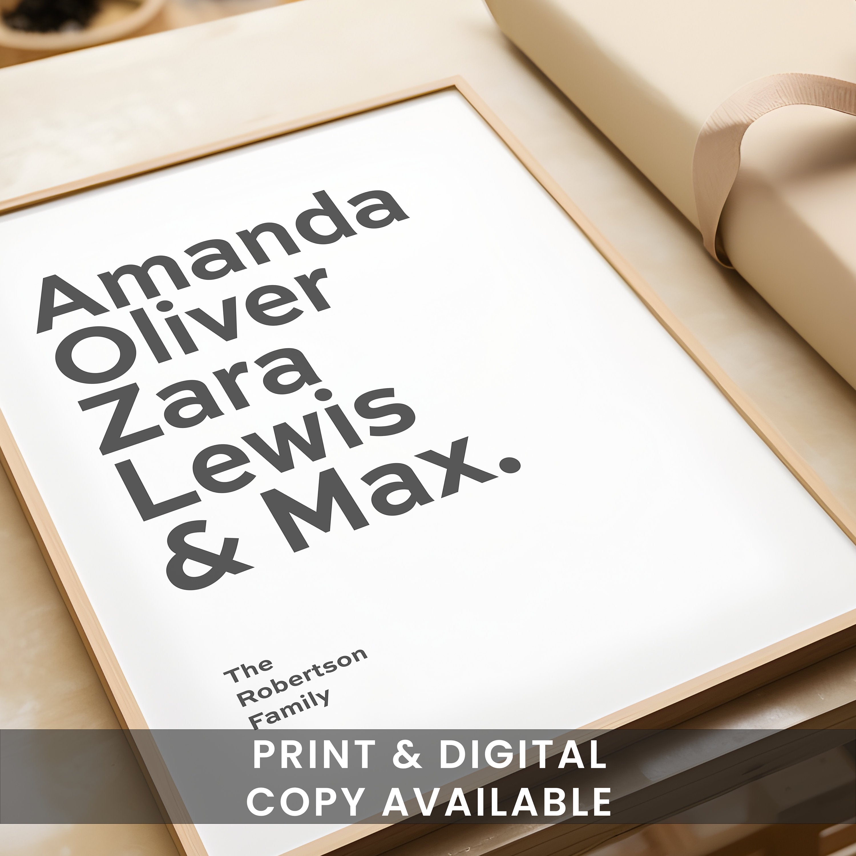 Personalised Typographic Family Names Print