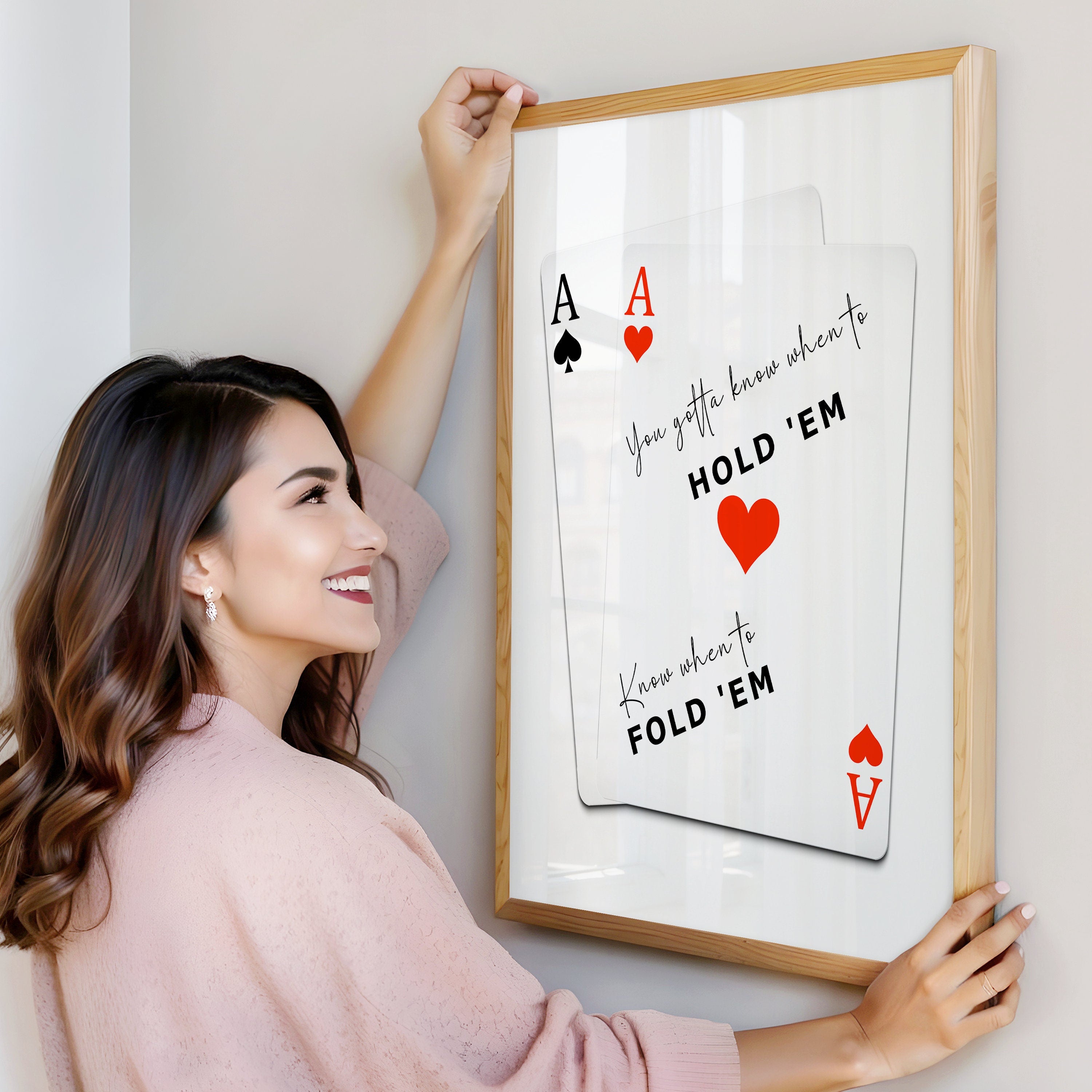 Pocket Aces, Playing Cards Poster, Quote Print, Wall Art, Gift For Friend, Trendy Bar Kitchen Aesthetic Wall Decor