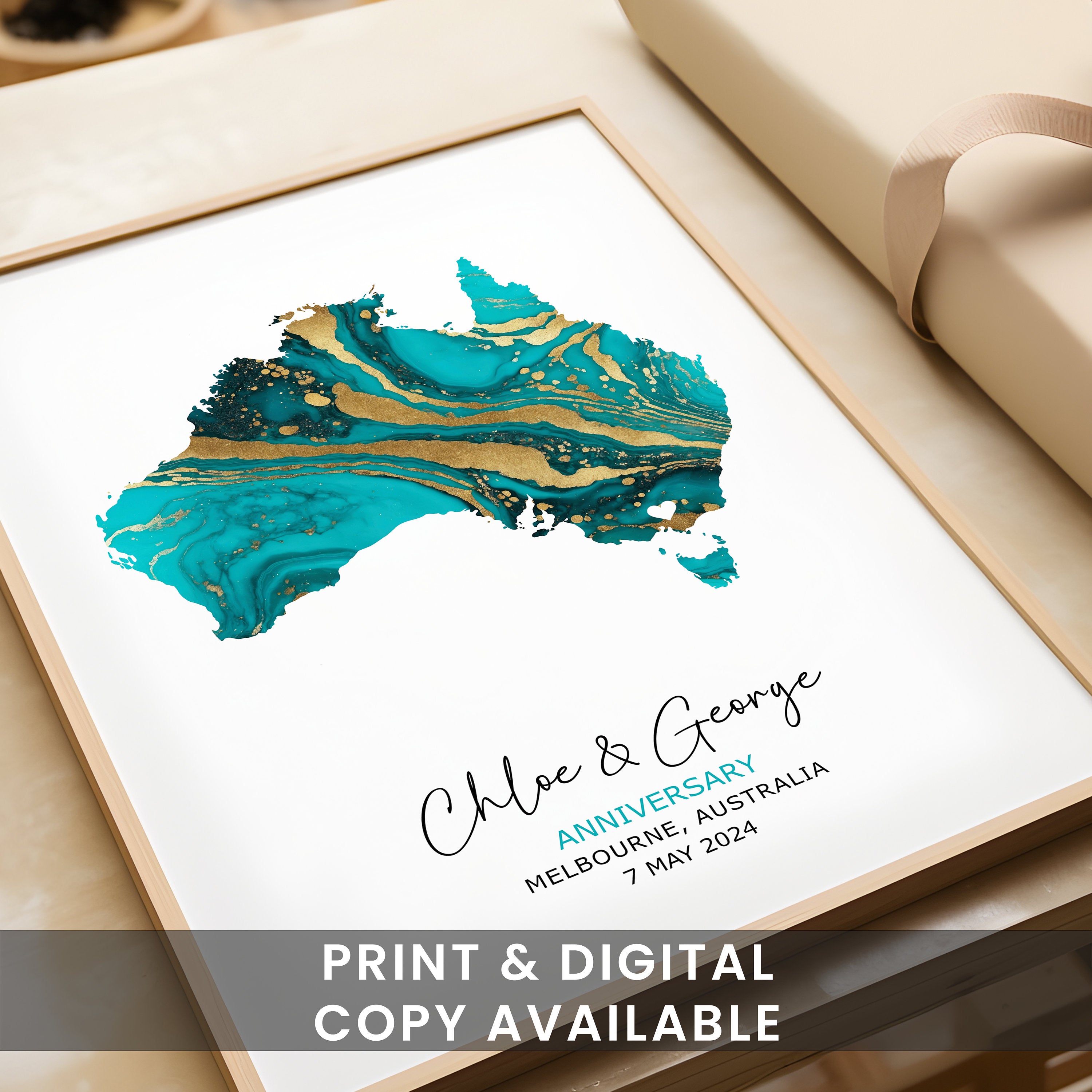 Anniversary Gift For Couple, Personalised Map Print, 1st Year Anniversary Gift, Gift For Husband, Gift For Wife, Where We Met Map, Wall Art