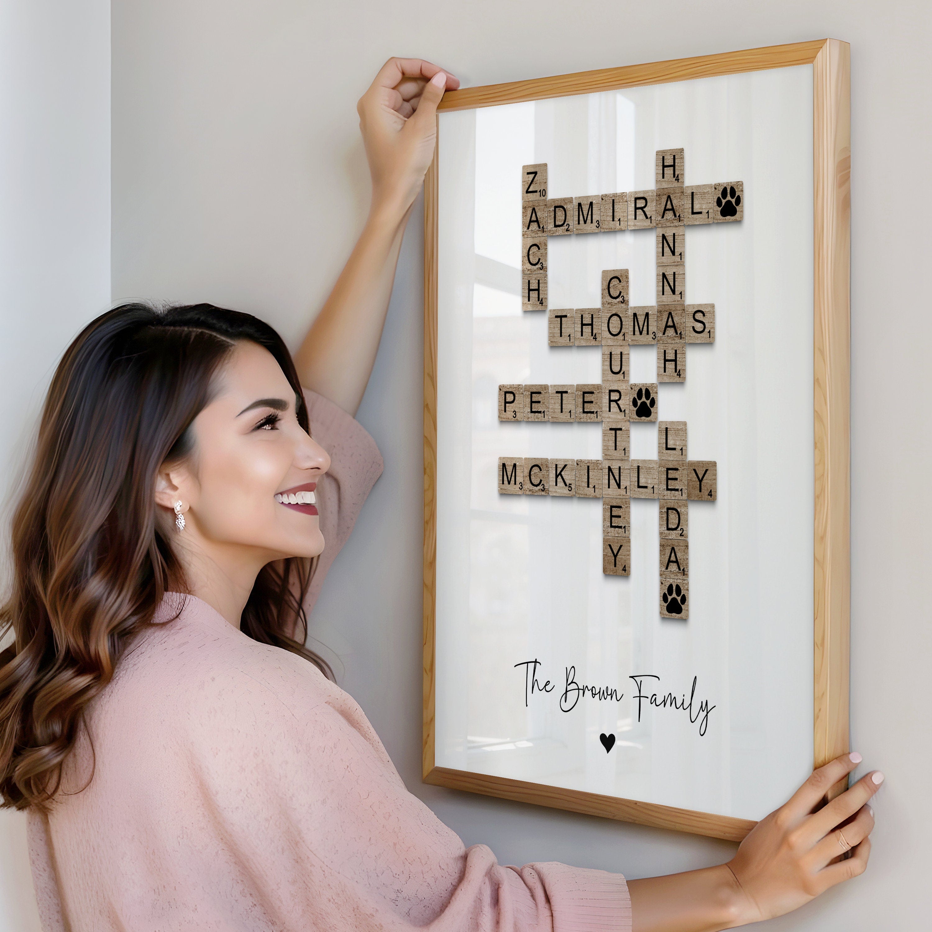 Custom Scrabble Print, Personalized Letter Tile Family Wall Art, Retirement Gift, Family Gift, Mum Dad Gran Gift, Birthday Gift