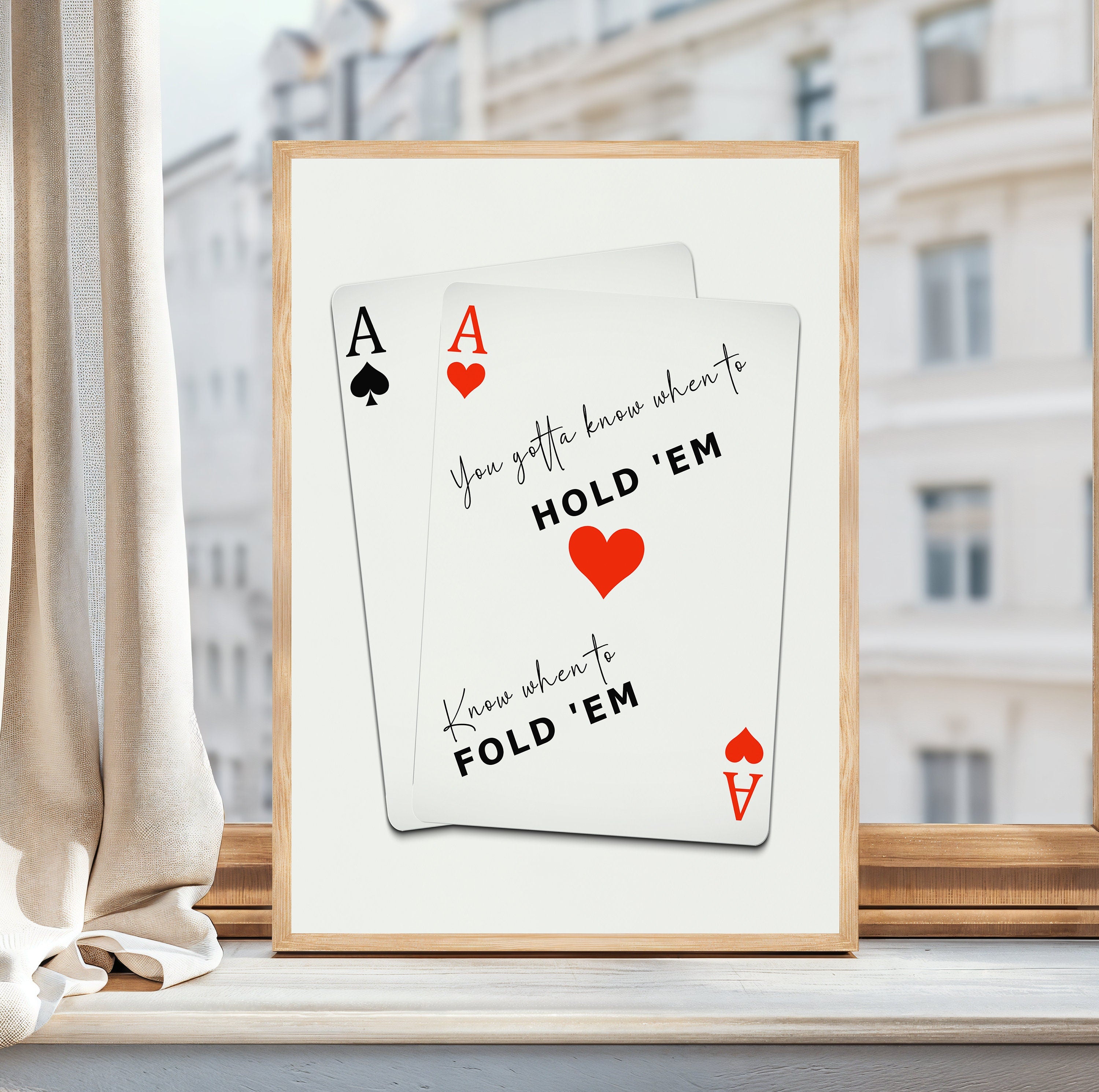 Pocket Aces, Playing Cards Poster, Quote Print, Wall Art, Gift For Friend, Trendy Bar Kitchen Aesthetic Wall Decor