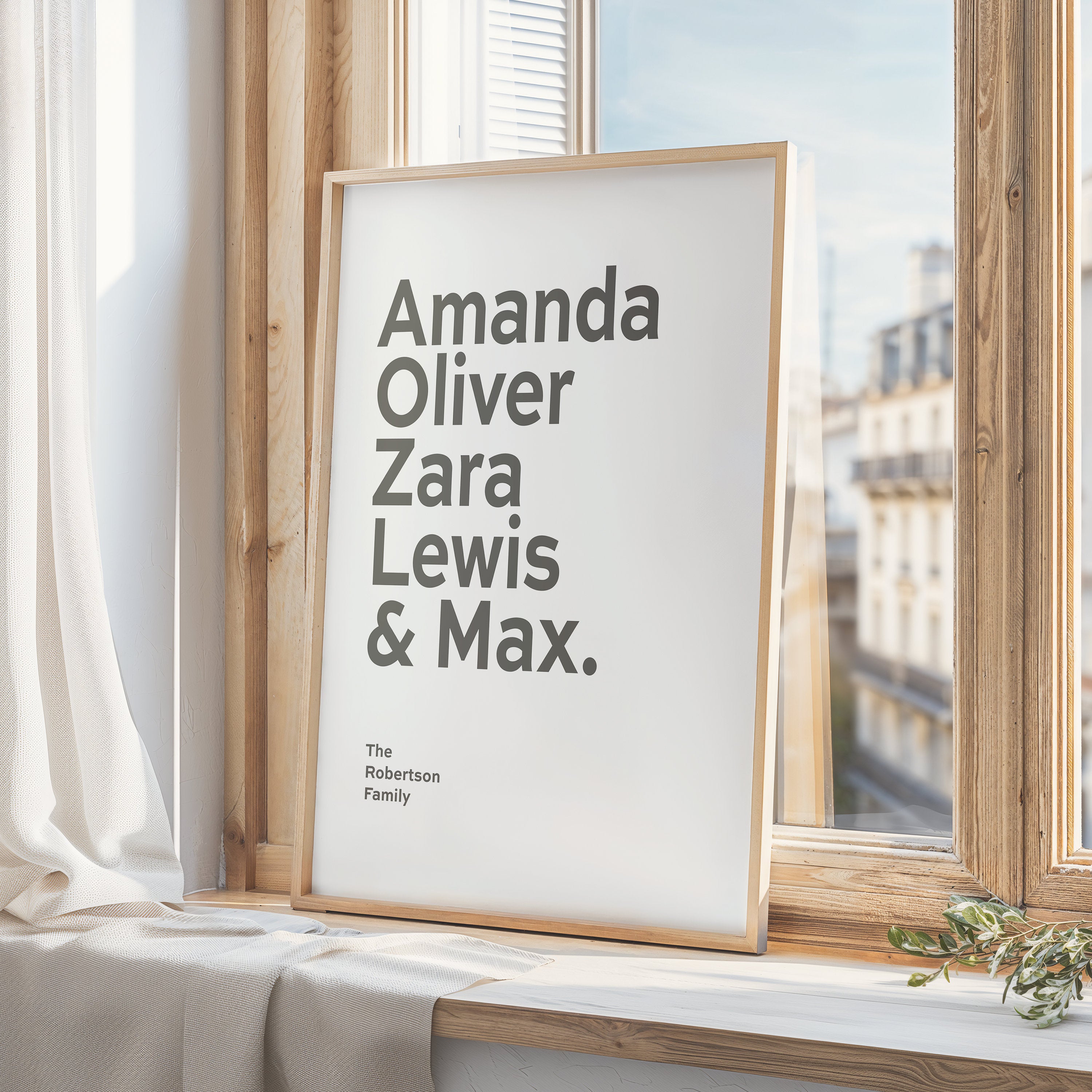 Personalised Typographic Family Names Print