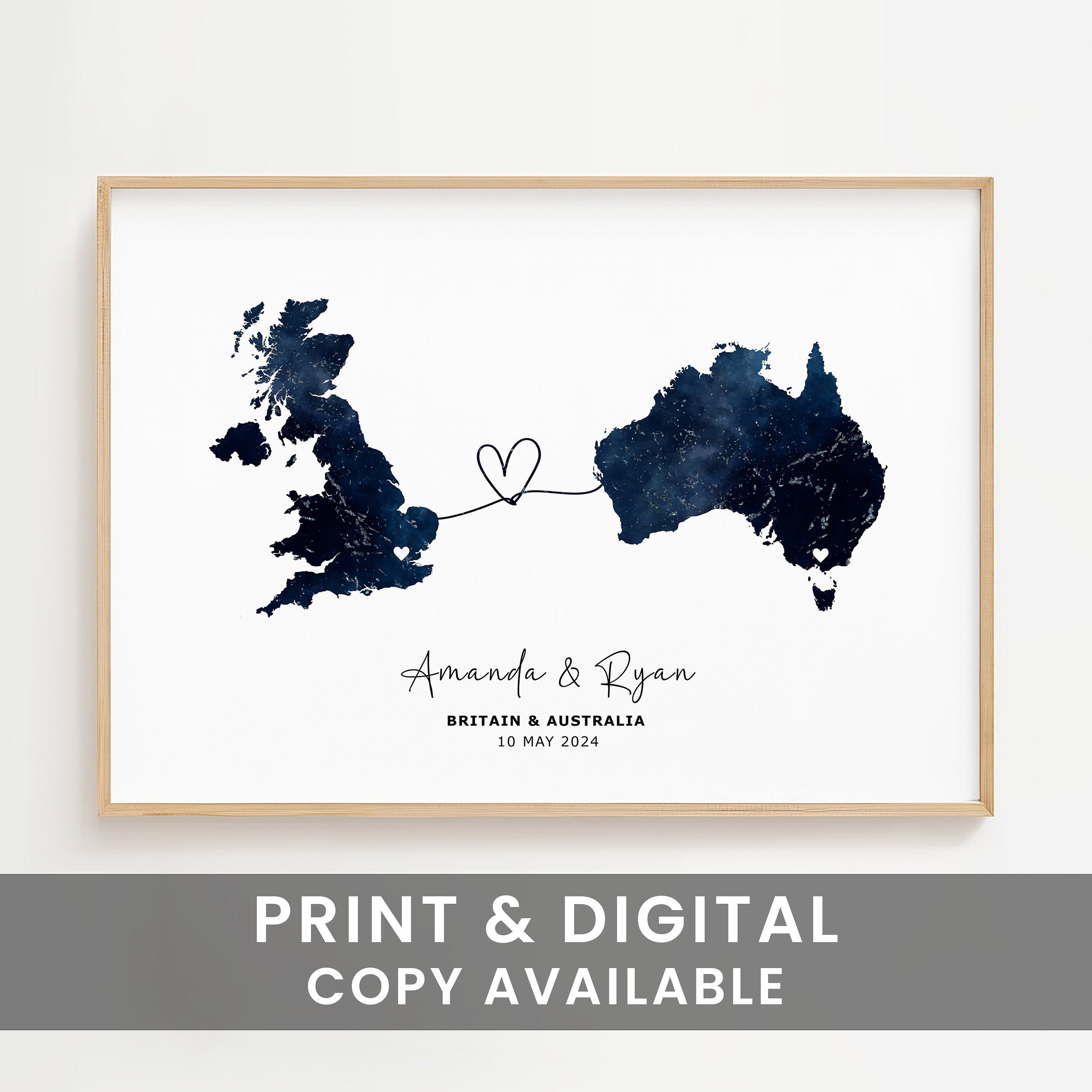 Personalised Map Art, Custom Map Print, Map Poster, Moving Away Gift, New Home Gift, Wall Decor, Unique Gift - Digital File