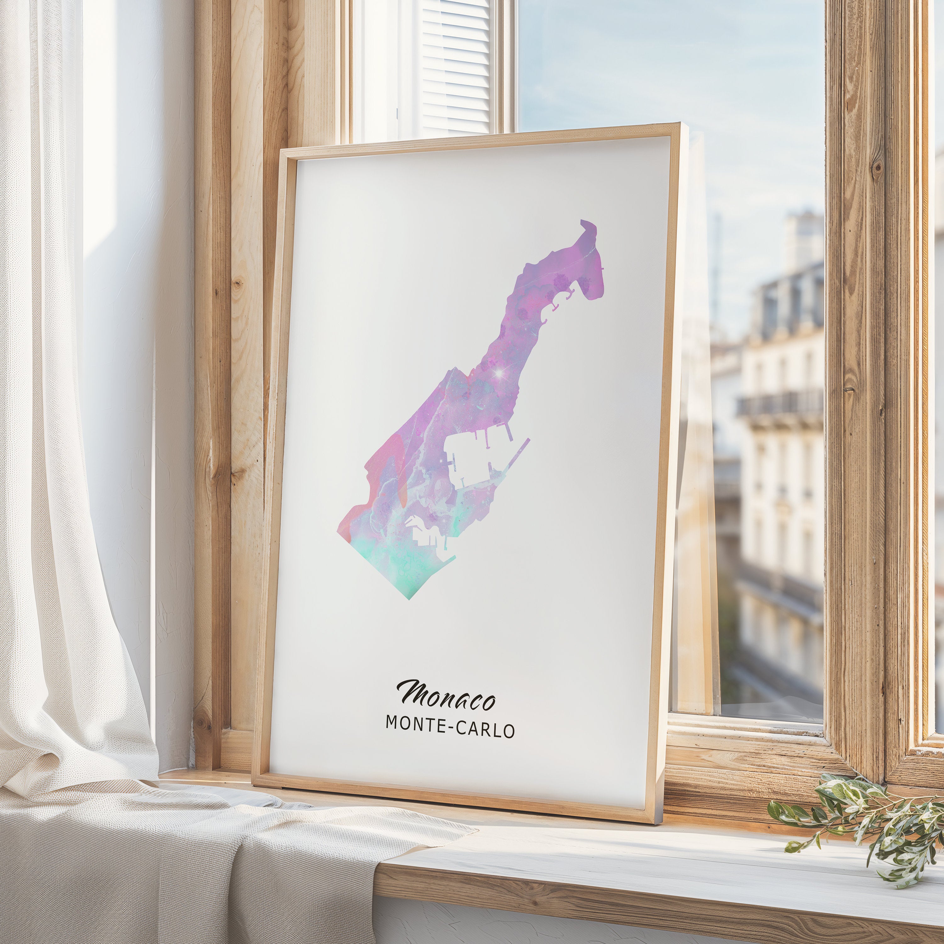 Custom watercolour Map Print - Any Country, Wall Art Map Print, Custom Map Poster, New Home Gift, Fathers Day Gift, Moving Country Gift
