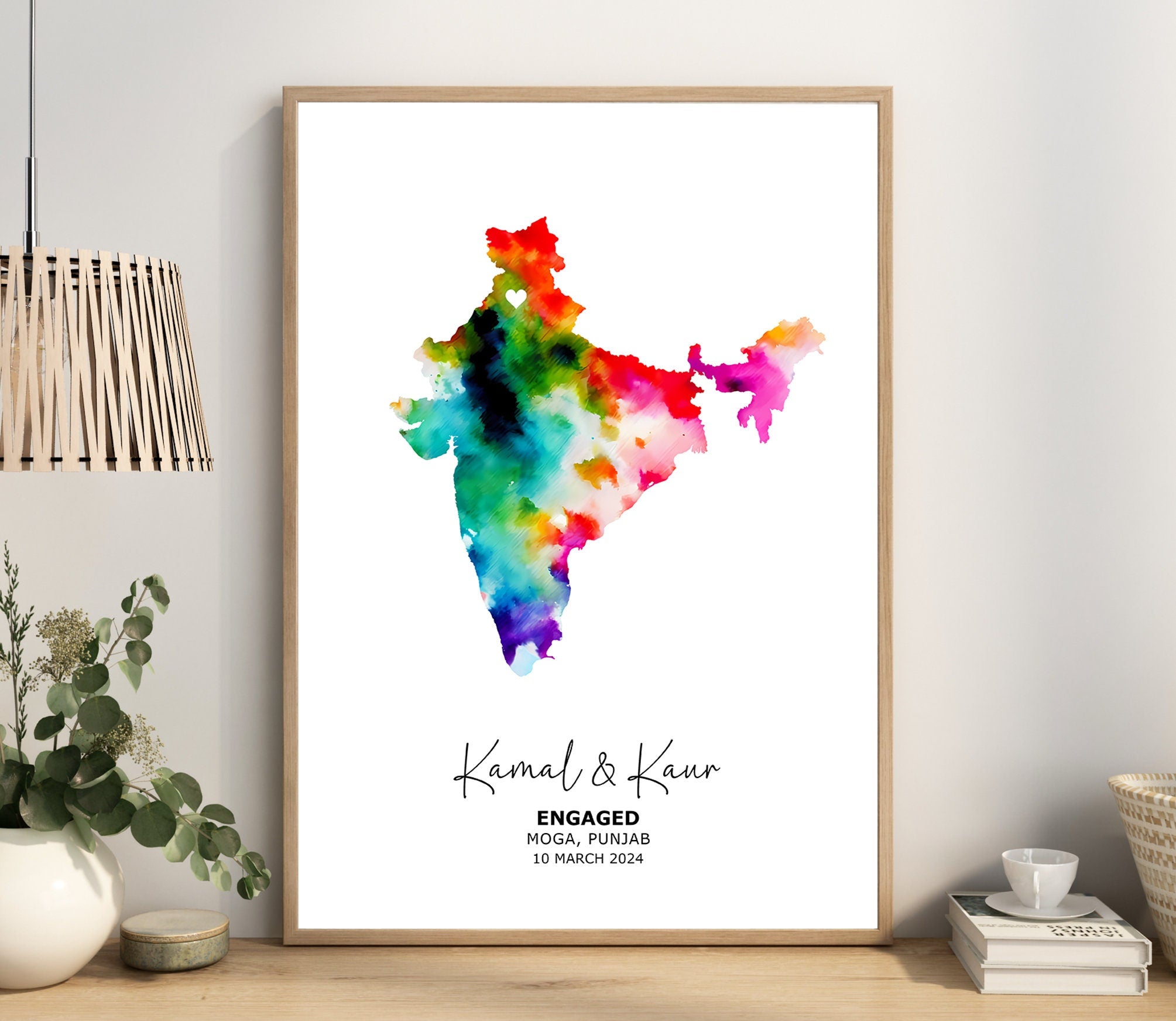 Gift for Newly Engaged Couple Print, Watercolour Map Print, Personalized Engaged Gift, Engagement Map Gift, Map Print, Wall art