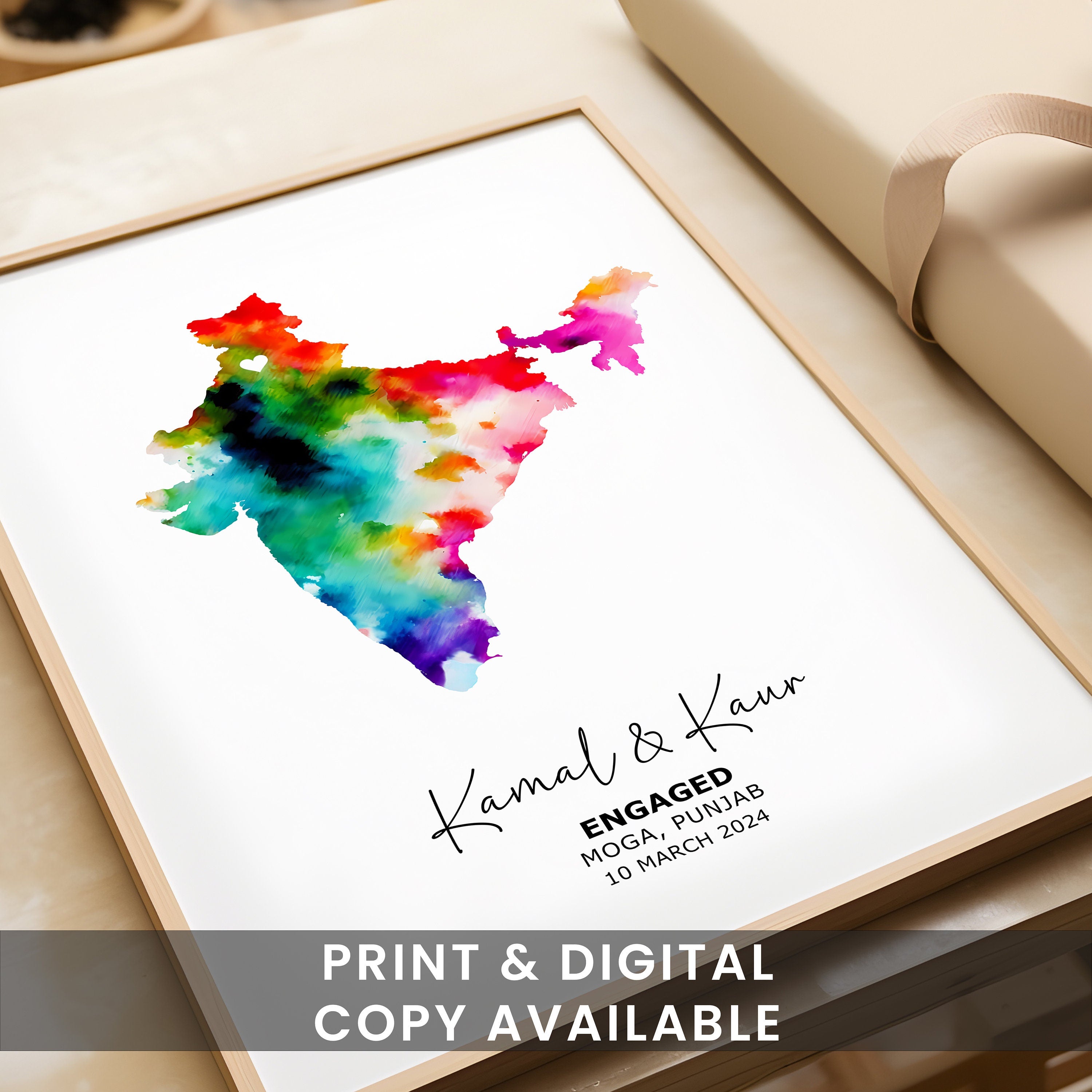 Personalised Engagement Map Gift, Any Country, Custom Map Wedding Gift, Special Occasion Gift, Anniversary Gift, Gifts for Her - Digital File