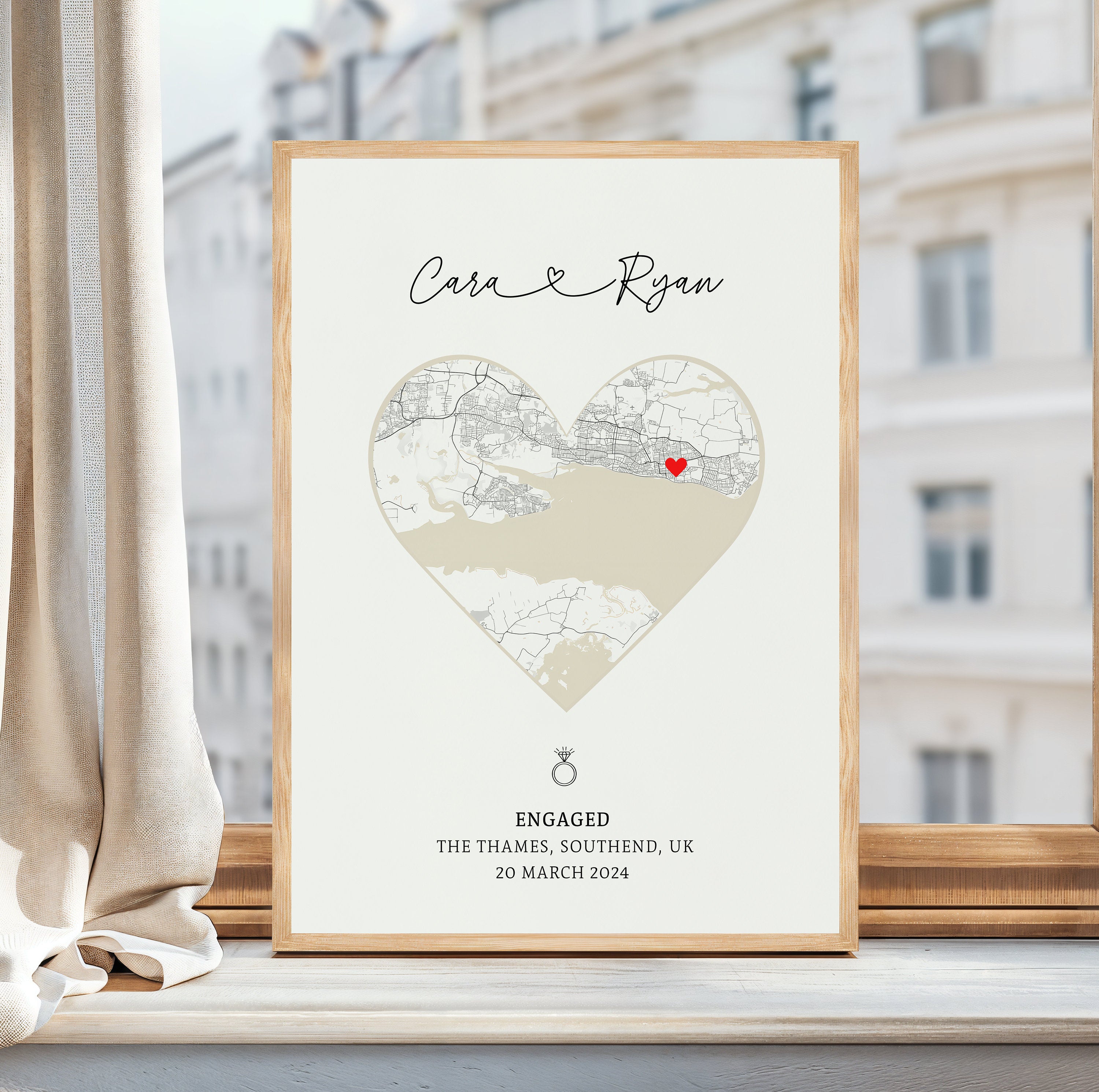 Engagement Print, Engagement Gift, Gift For Engaged Couple, Personalized Map Print, Engagement Gift For Her, Engagement Gifts