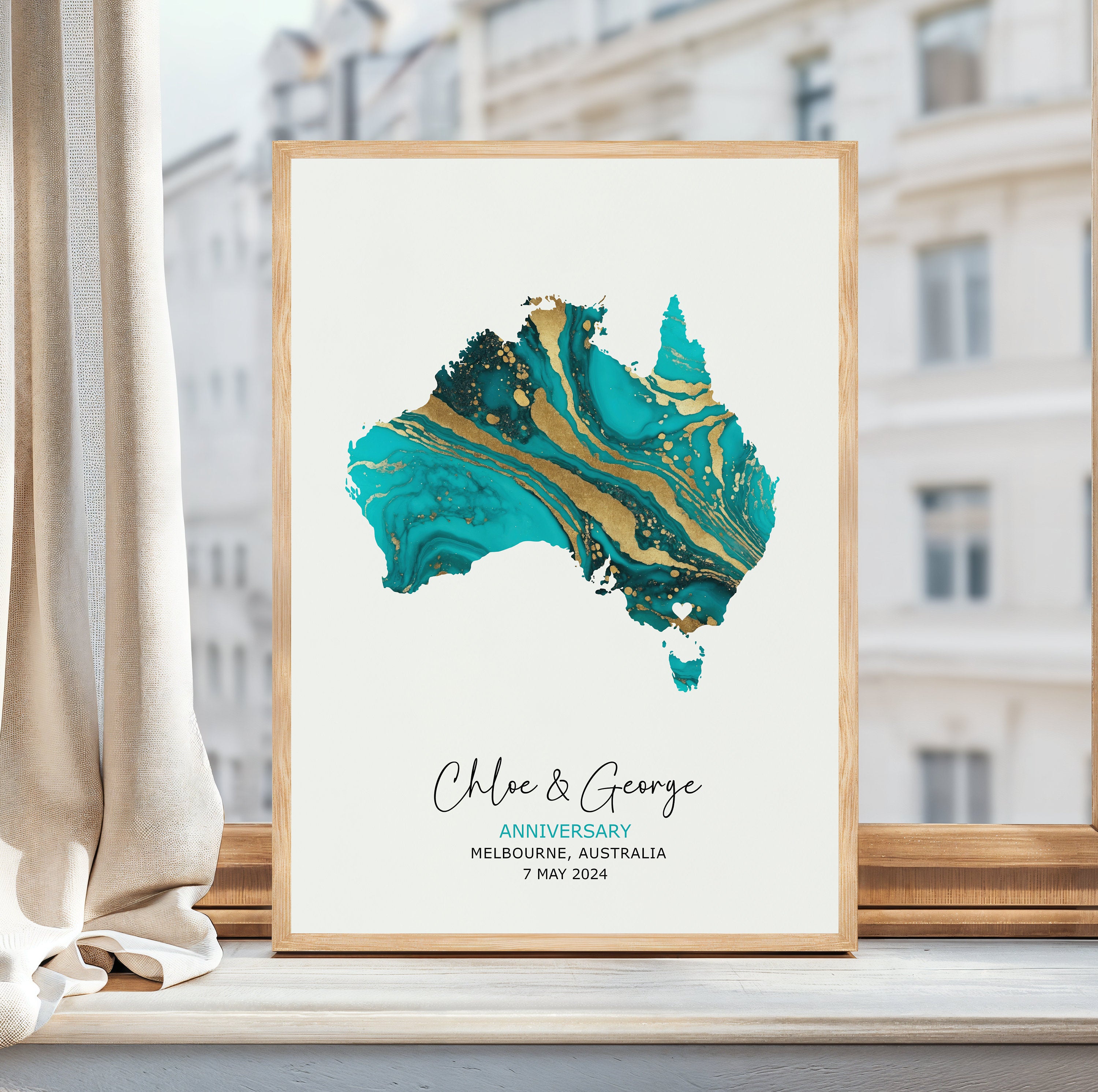 Anniversary Gift For Couple, Personalised Map Print, 1st Year Anniversary Gift, Gift For Husband, Gift For Wife, Where We Met Map, Wall Art