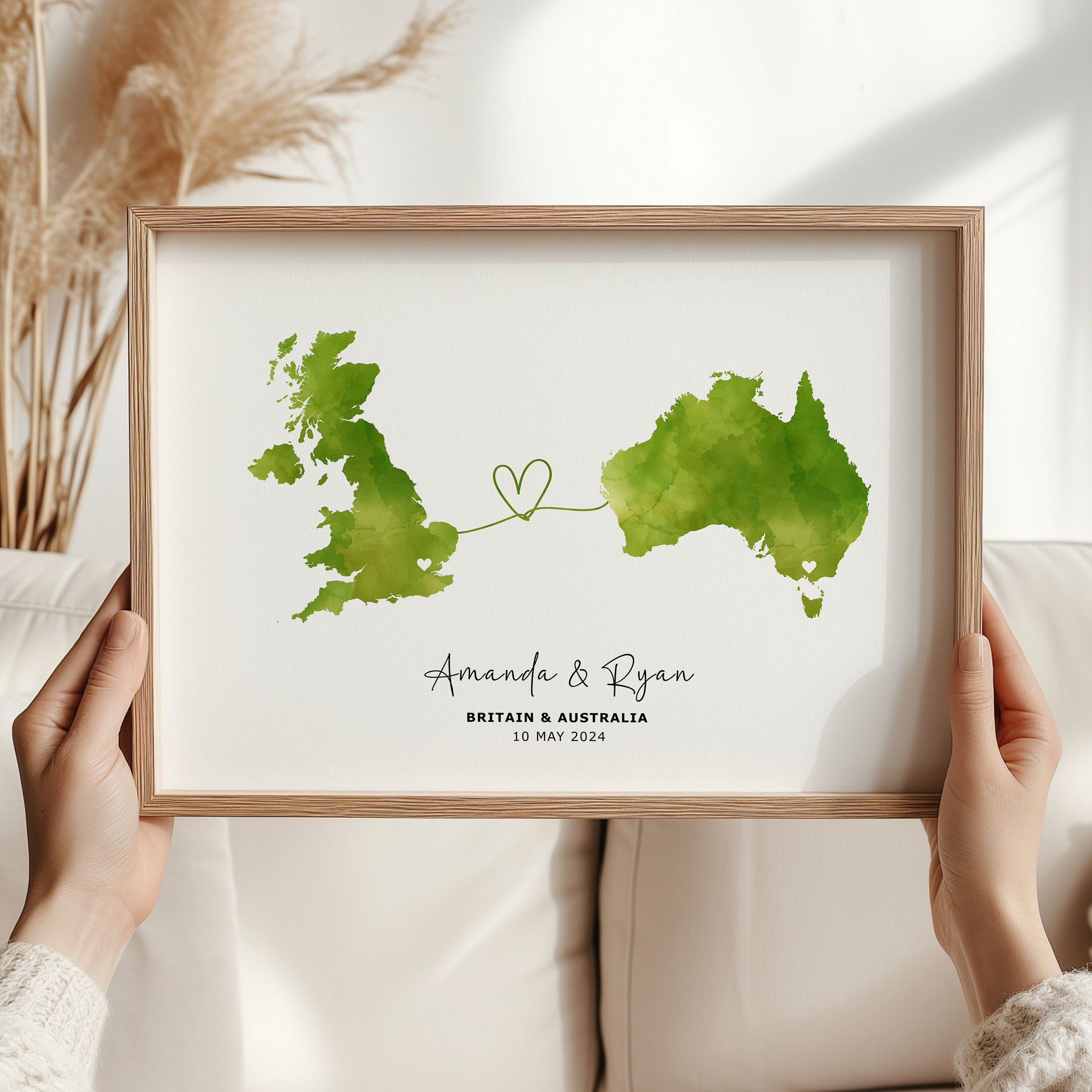 Customised Map Print Personalized Wall Art Poster, Unique Gift Idea, Map Print, Country to Country - Digital File